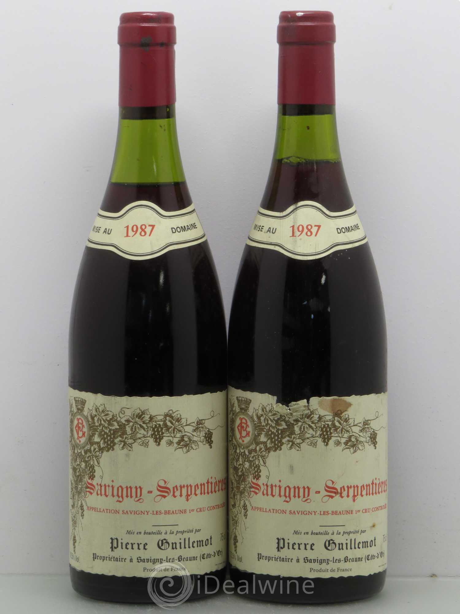 Savigny-lès-Beaune 1er Cru Serpentières Guillemot 1987 - Posten von 2 Flaschen - 0