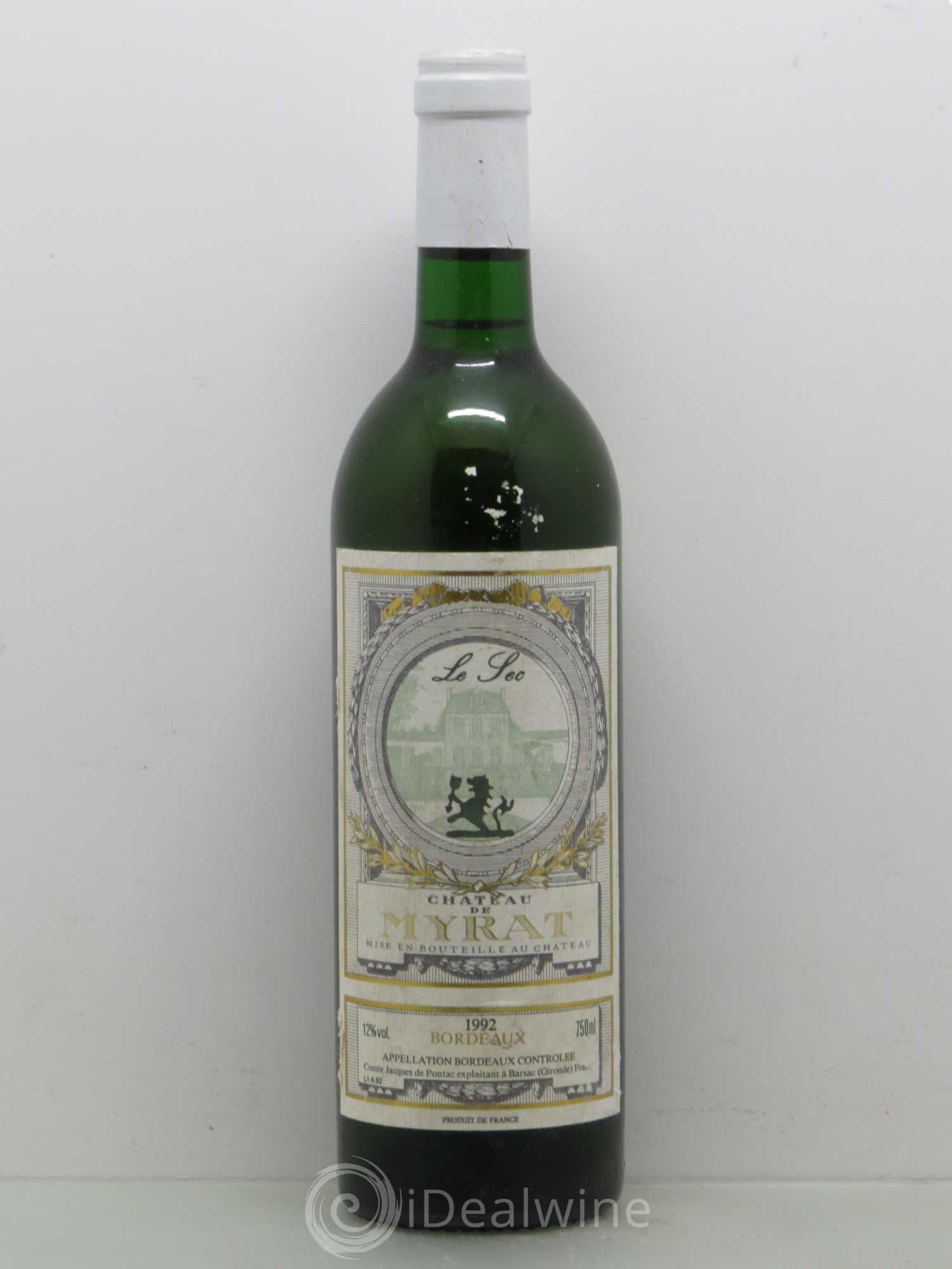 Bordeaux sec Château de Myrat (sans prix de réserve) 1992 - Posten von 1 Flasche - 0