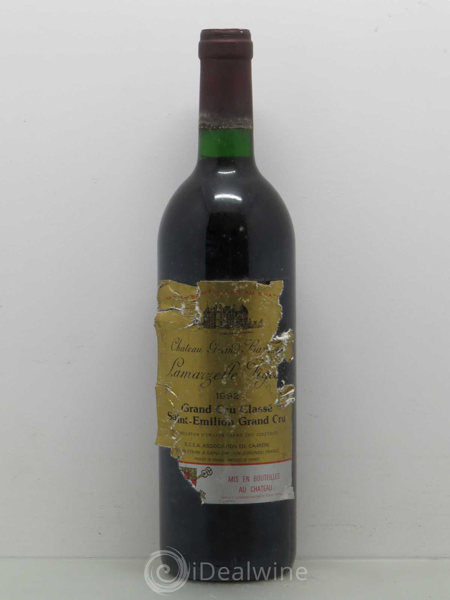 Château Grand Barrail Lamarzelle Figeac Grand Cru Classé 1992 - Lot de 1 bouteille - 0