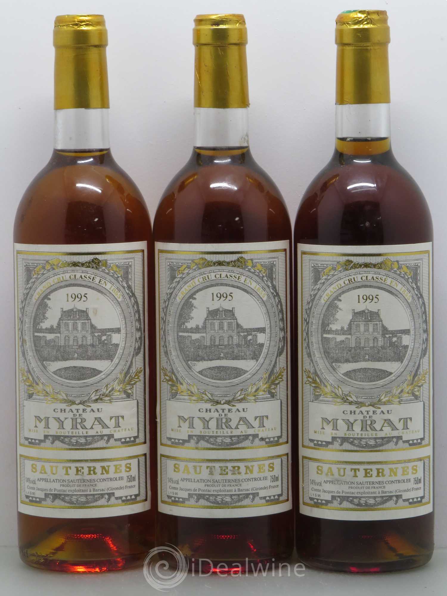 Château de Myrat 2ème Grand Cru Classé 1995 - Lotto di 3 bottiglie - 0