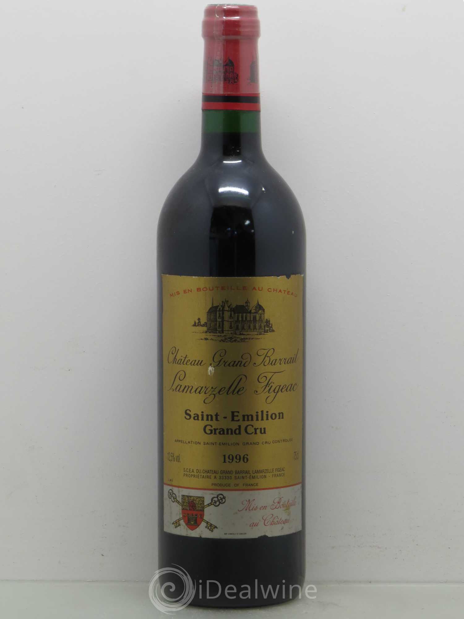 Château Grand Barrail Lamarzelle Figeac Grand Cru Classé 1996 - Lot de 1 bouteille - 0