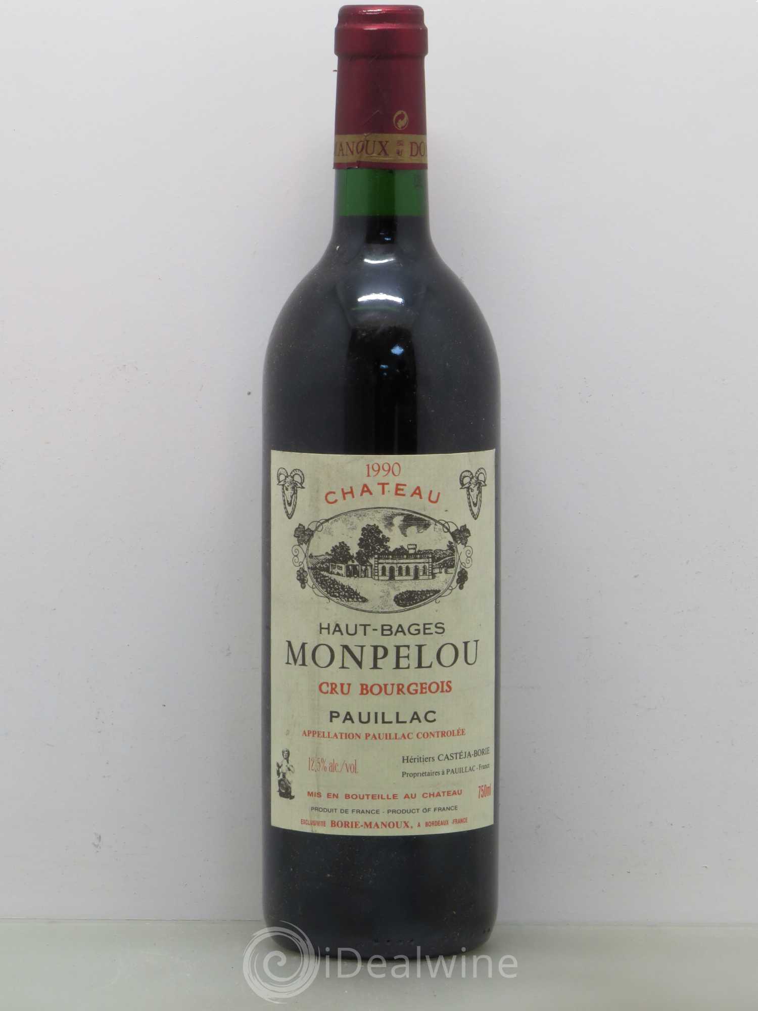 Château Haut Bages Monpelou Cru Bourgeois 1990 - Lot de 1 bouteille - 0