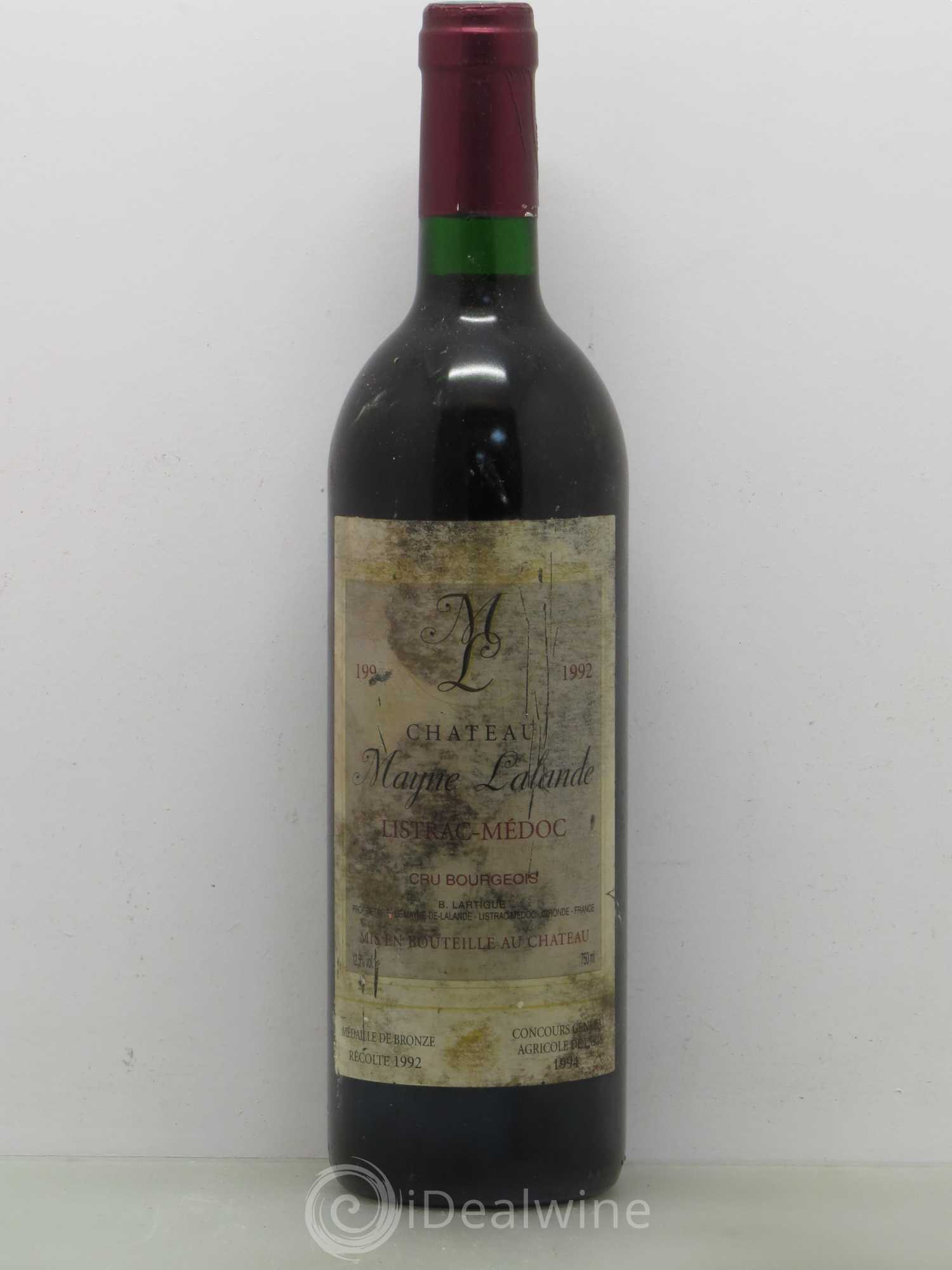 Château Mayne Lalande Cru Bourgeois (senza prezzo di riserva) 1992 - Lotto di 1 bottiglia - 0