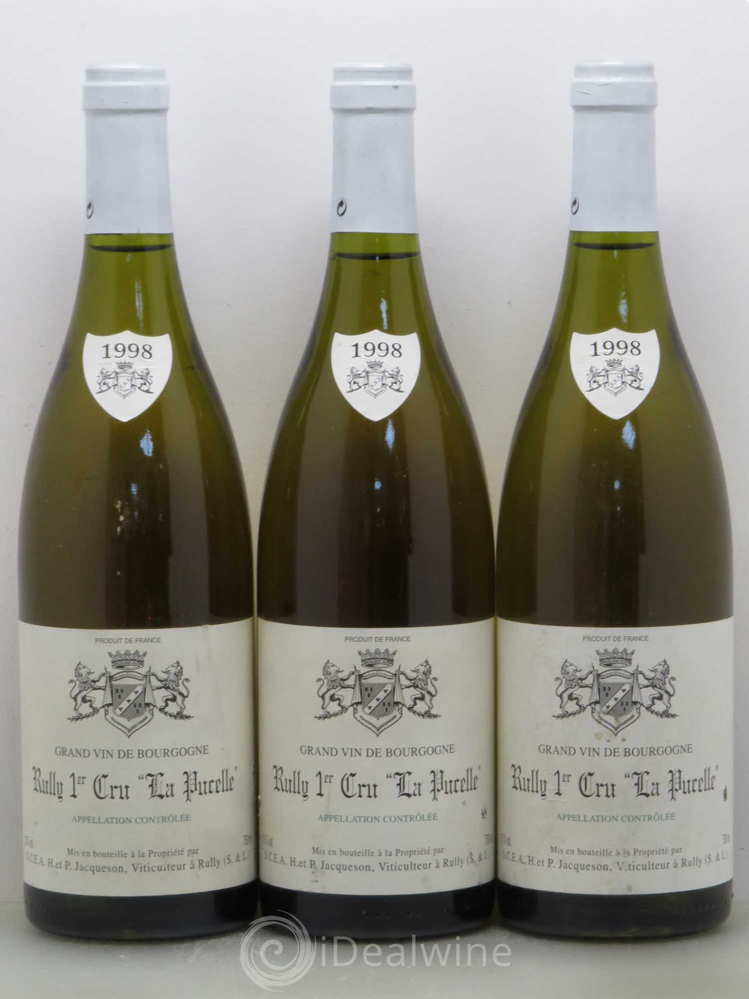 Rully 1er Cru La Pucelle Paul & Marie Jacqueson 1998 - Lot de 3 bouteilles - 0