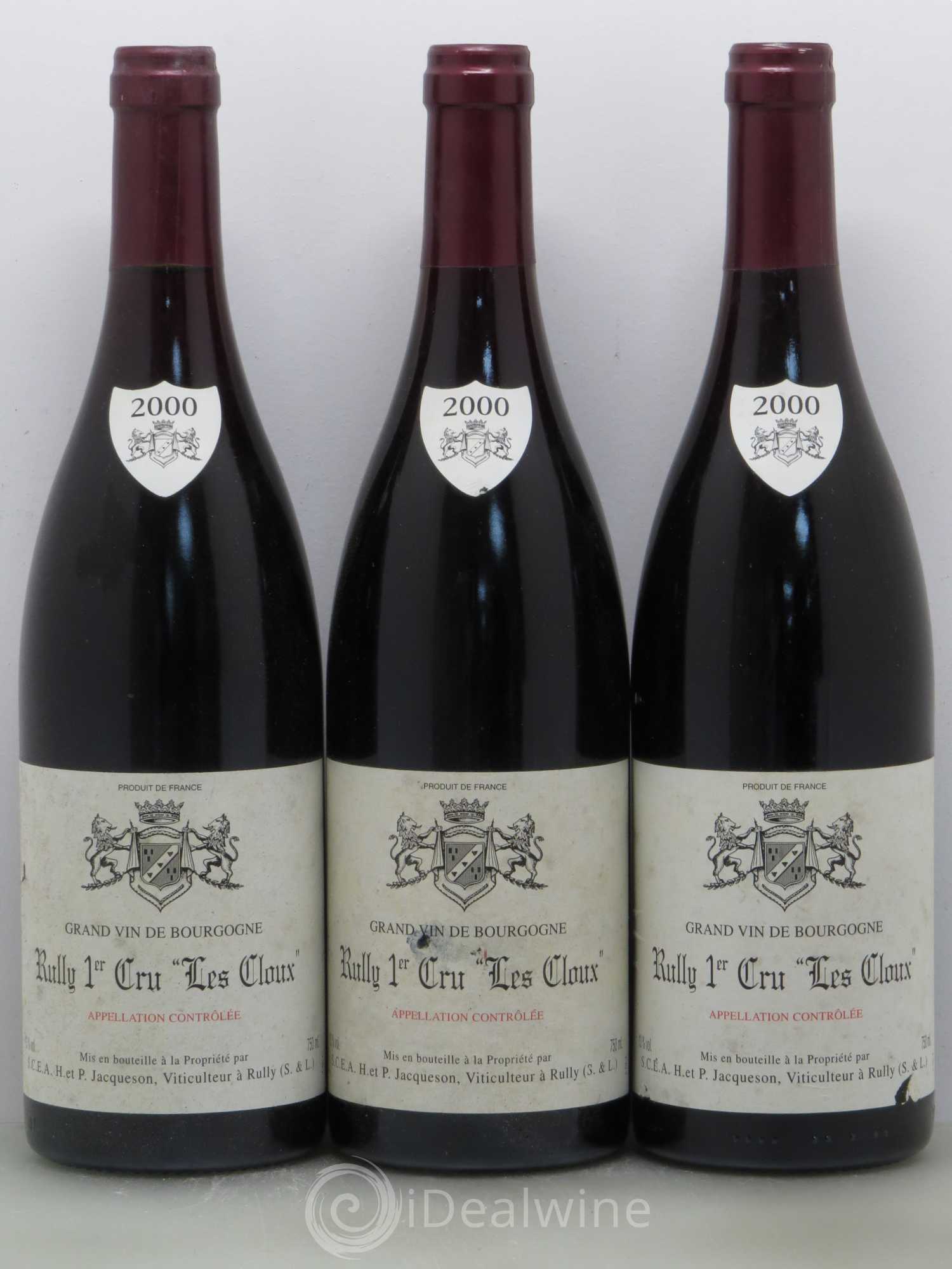Rully 1er Cru Les Cloux Paul & Marie Jacqueson 2000 - Lot de 3 bouteilles - 0