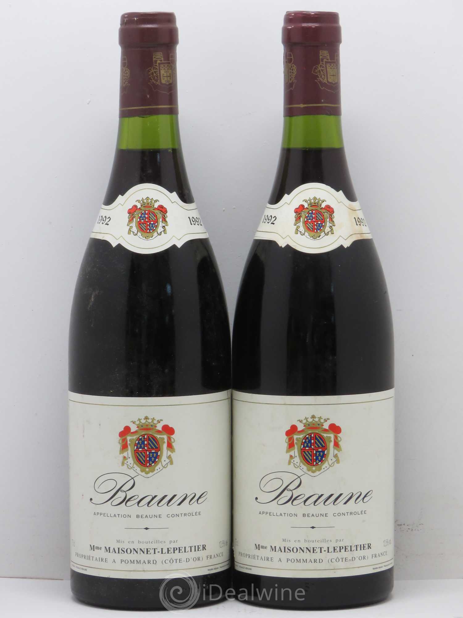 Beaune Maisonnet Lepeltier 1992 - Lot de 2 bouteilles - 0
