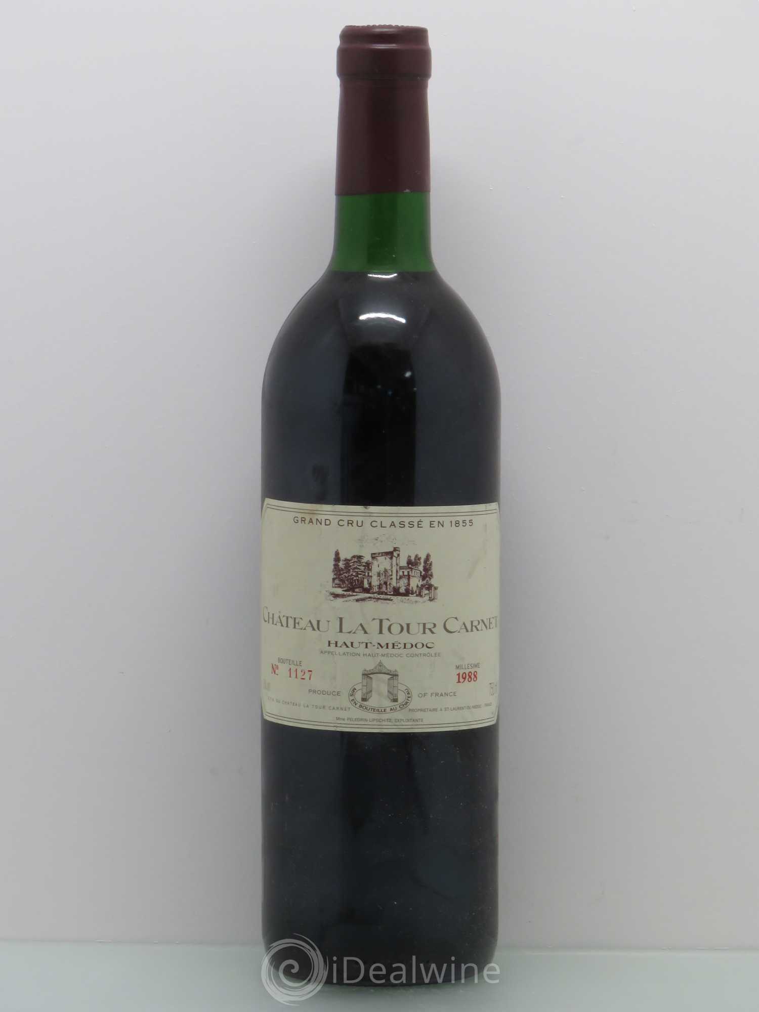 Château la Tour Carnet 4ème Grand Cru Classé 1988 - Lot de 1 bouteille - 0