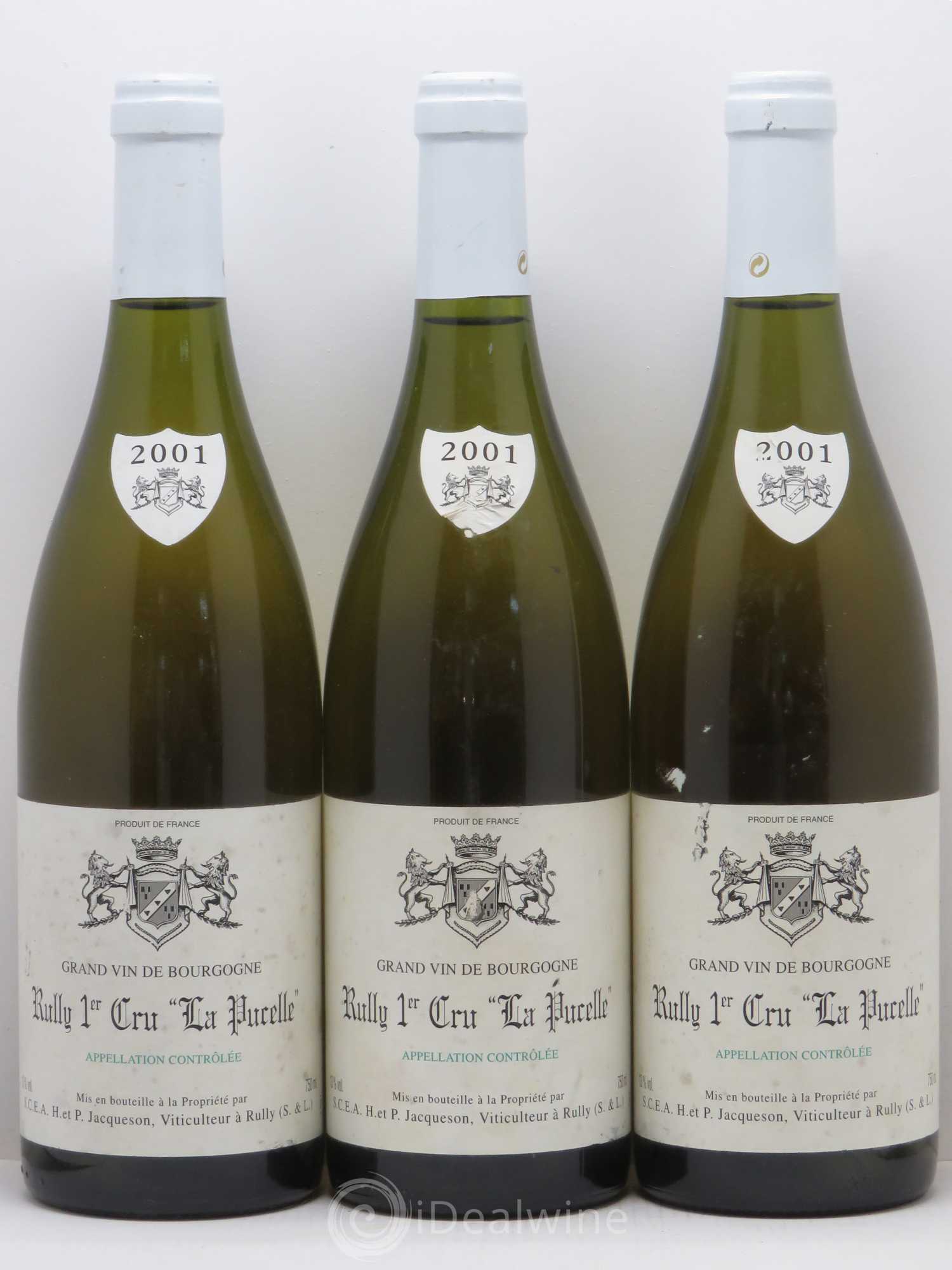 Rully 1er Cru La Pucelle Paul & Marie Jacqueson 2001 - Lot de 3 bouteilles - 0