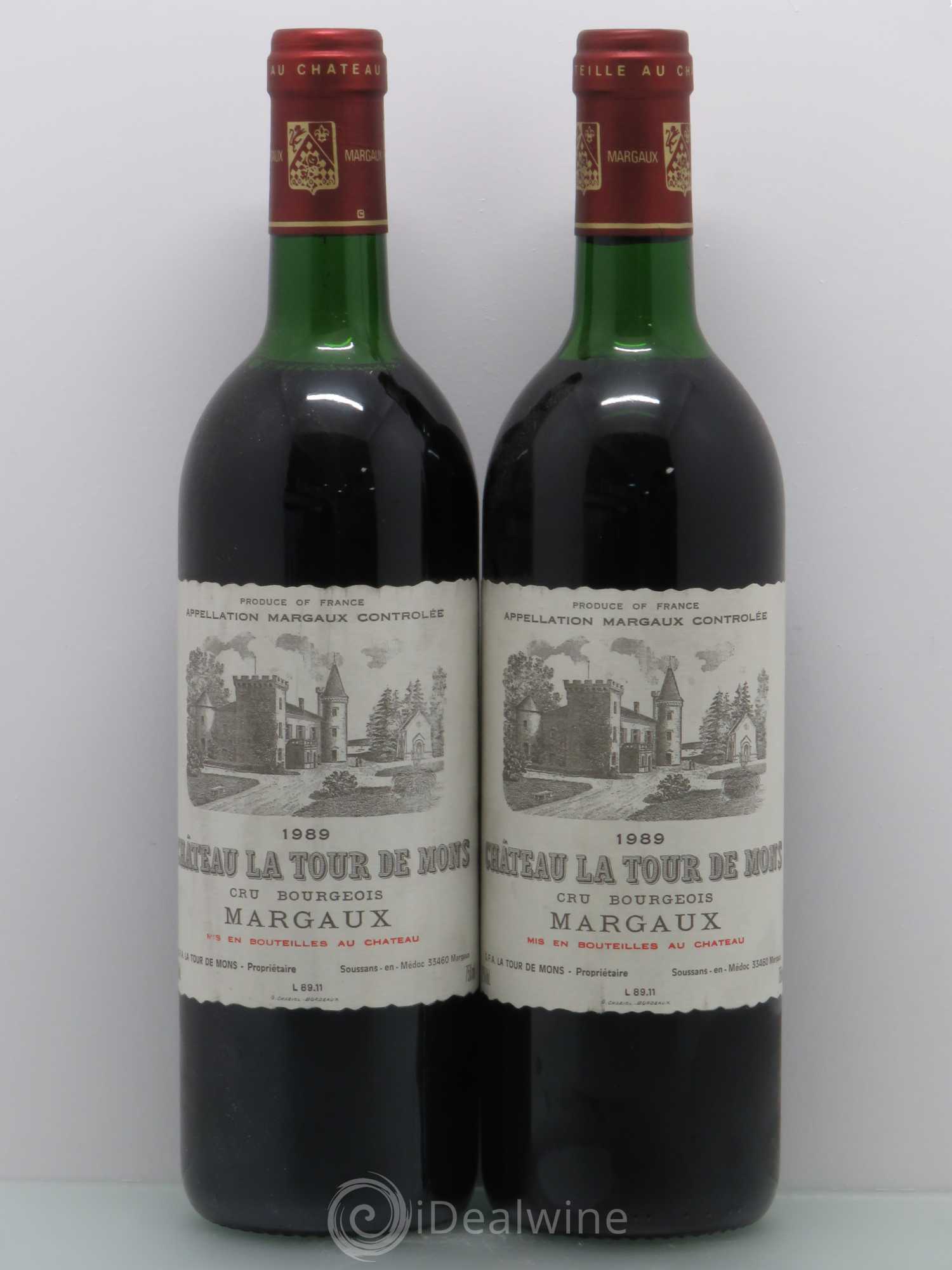 Château la Tour de Mons Cru Bourgeois 1989 - Lot de 2 bouteilles - 0