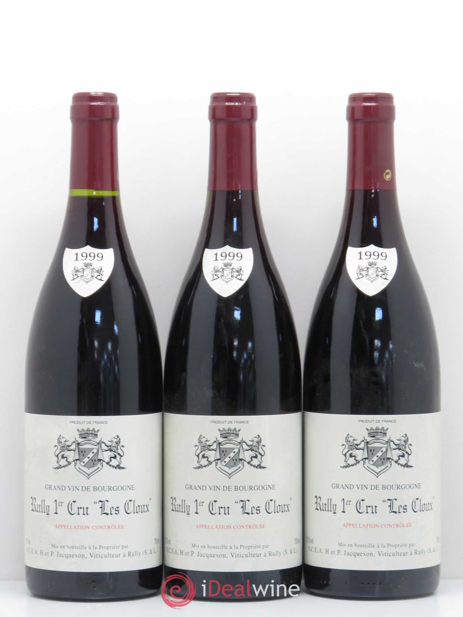 Rully 1er Cru Les Cloux Paul & Marie Jacqueson 1999 - Lot de 3 bouteilles - 0