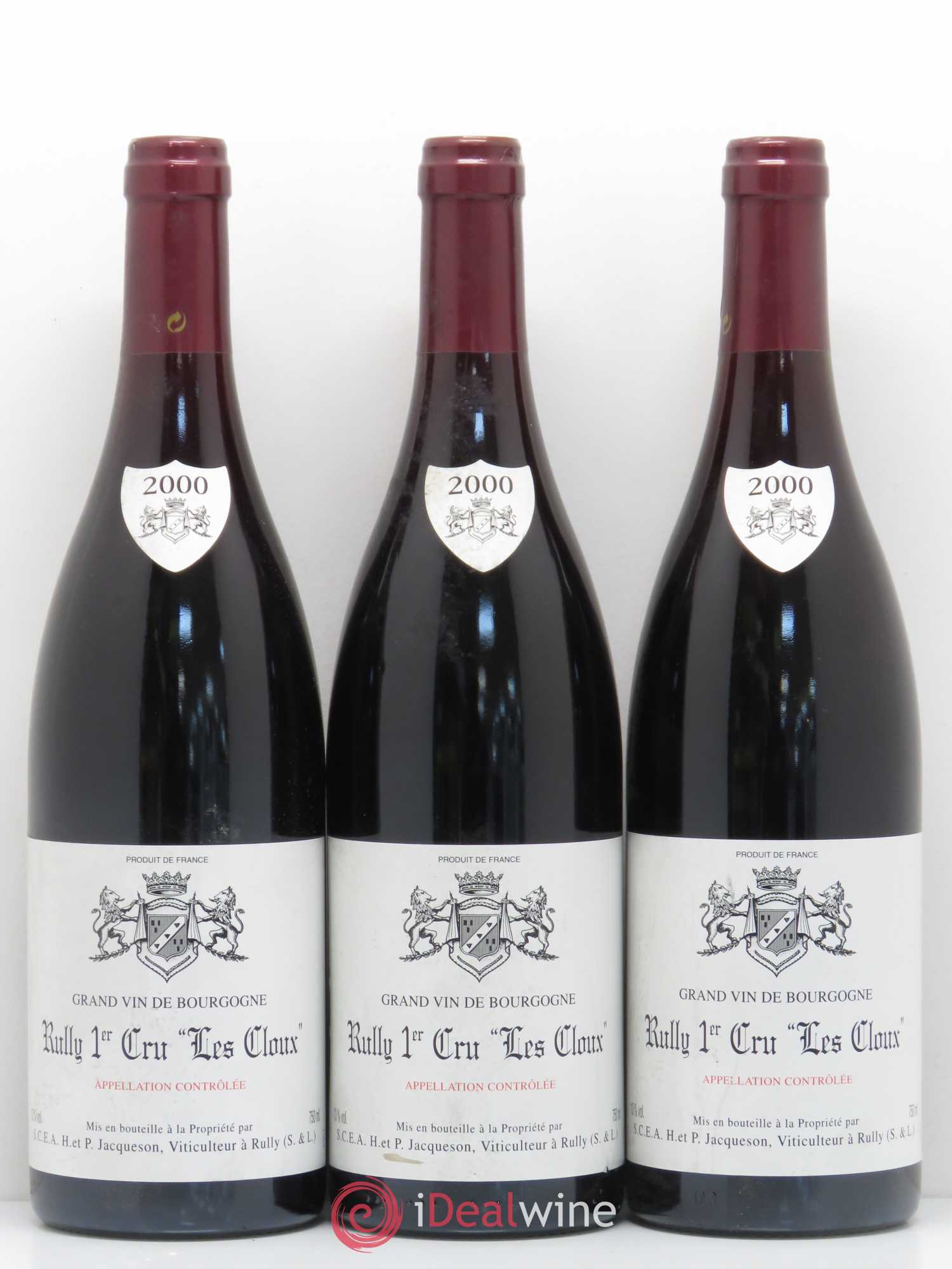 Rully 1er Cru Les Cloux Paul & Marie Jacqueson 2000 - Posten von 3 Flaschen - 0
