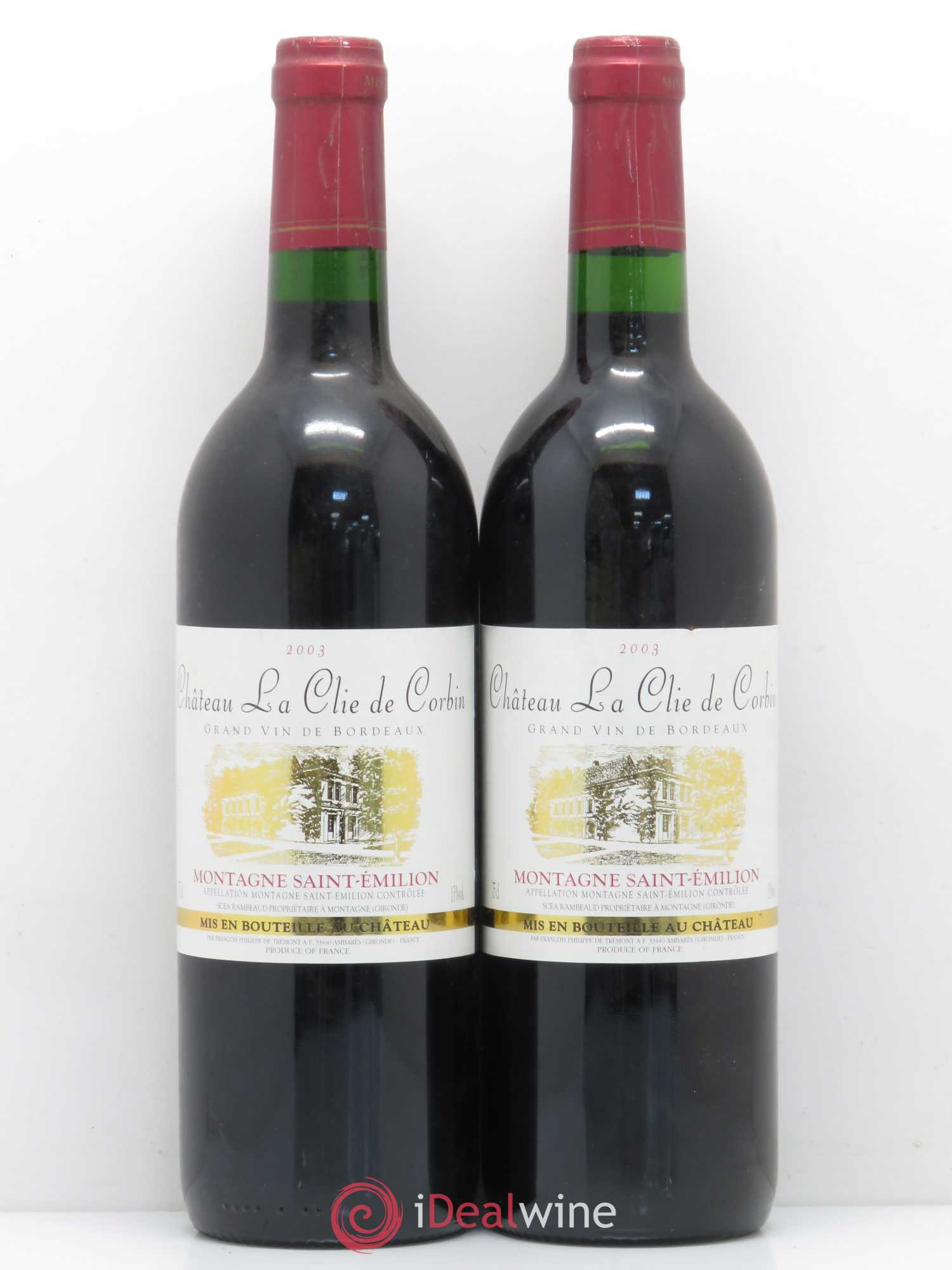 Bordeaux Montagne Saint-Emilion Château la Clie Corbin (sans prix de réserve) 2003 - Posten von 2 Flaschen - 0