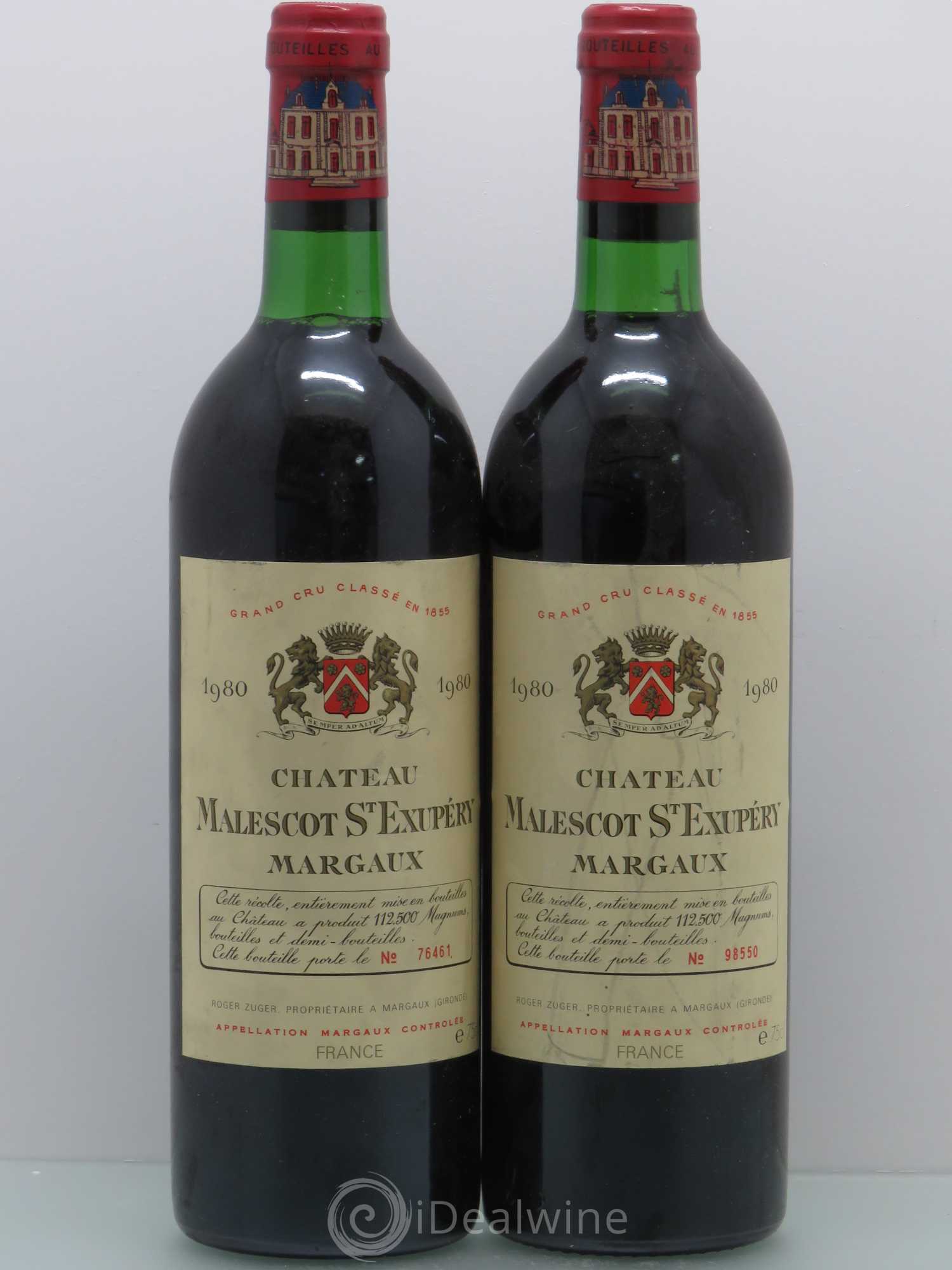 Château Malescot Saint-Exupéry 3ème Grand Cru Classé 1980 - Lot de 2 bouteilles - 0