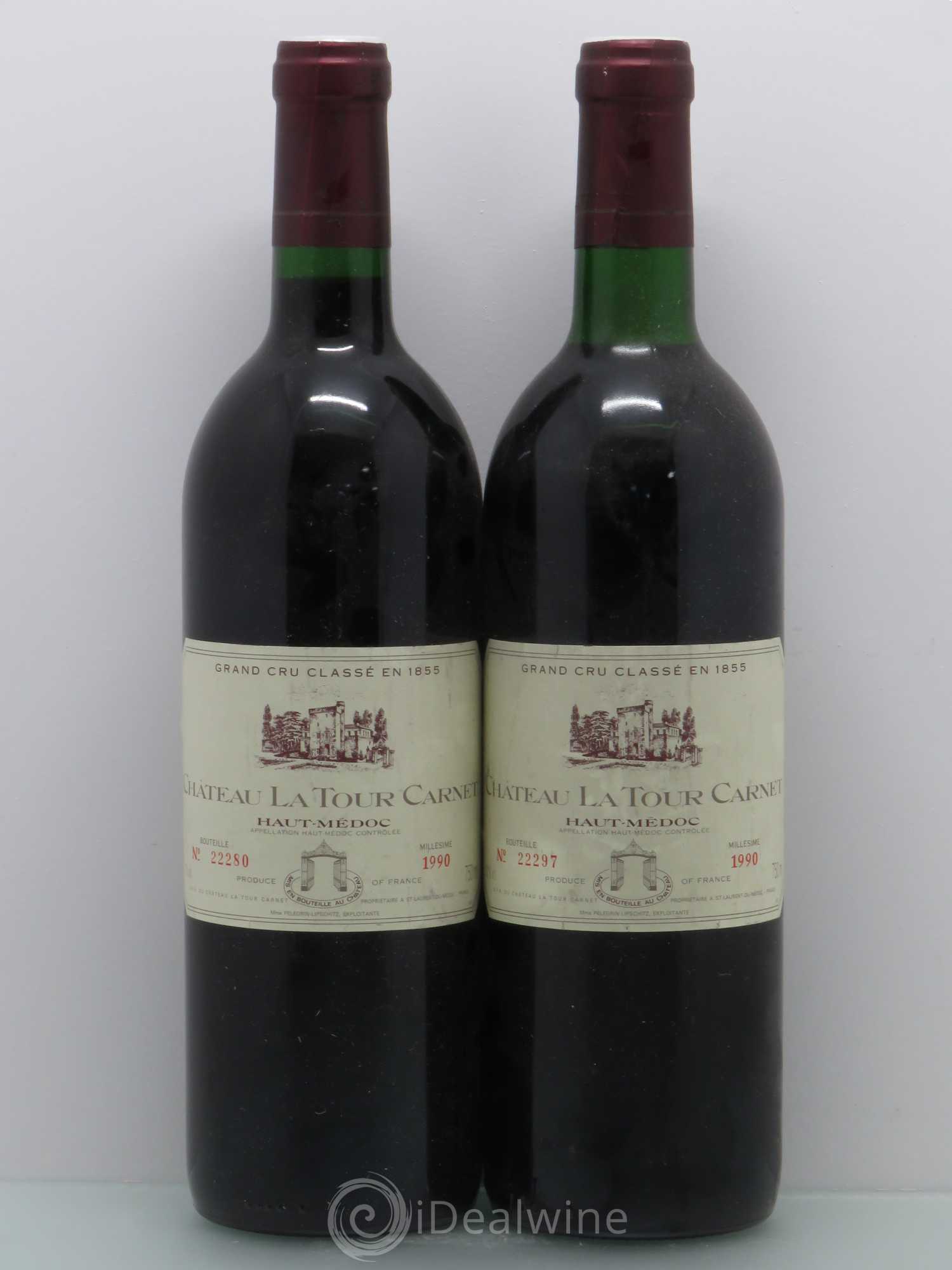Château la Tour Carnet 4ème Grand Cru Classé 1990 - Lot de 2 bouteilles - 0