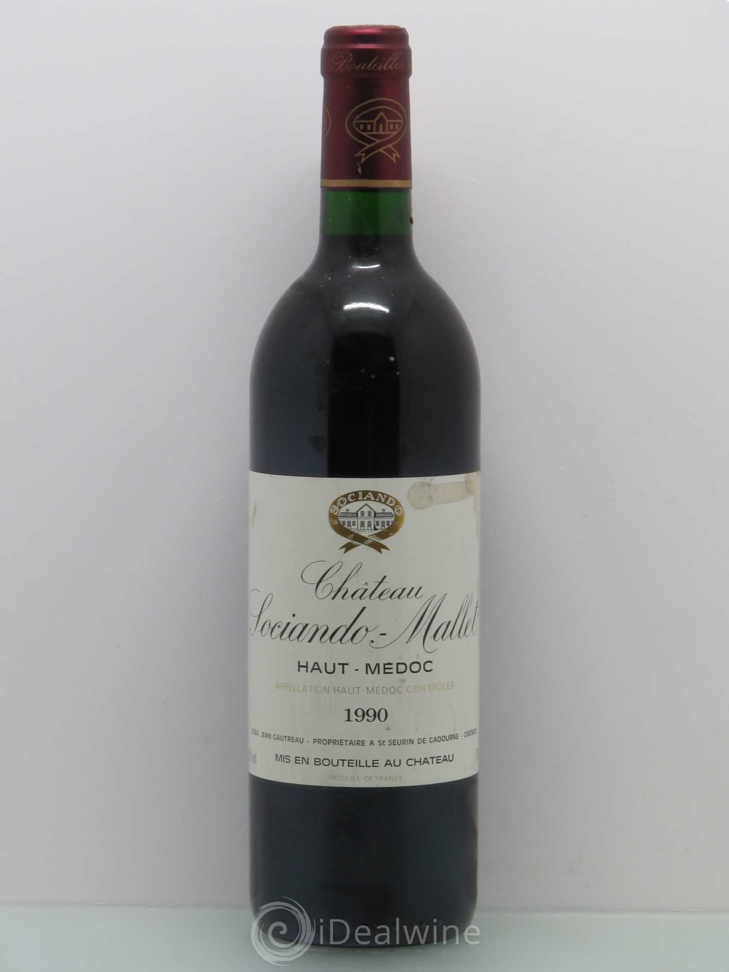 Château Sociando Mallet 1990 - Lot de 1 bouteille - 0