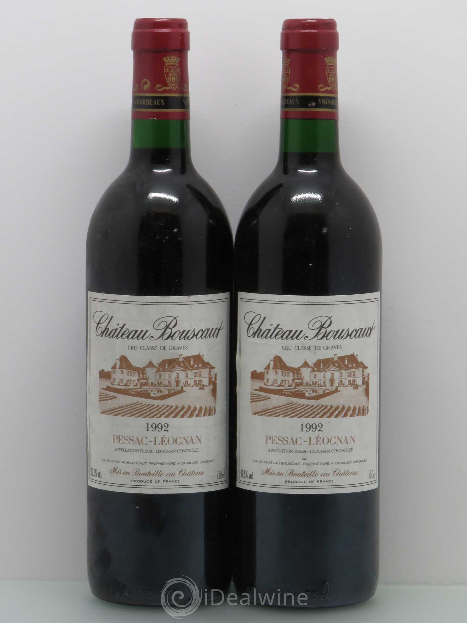 Château Bouscaut Cru Classé de Graves 1992 - Lot de 2 bouteilles - 0
