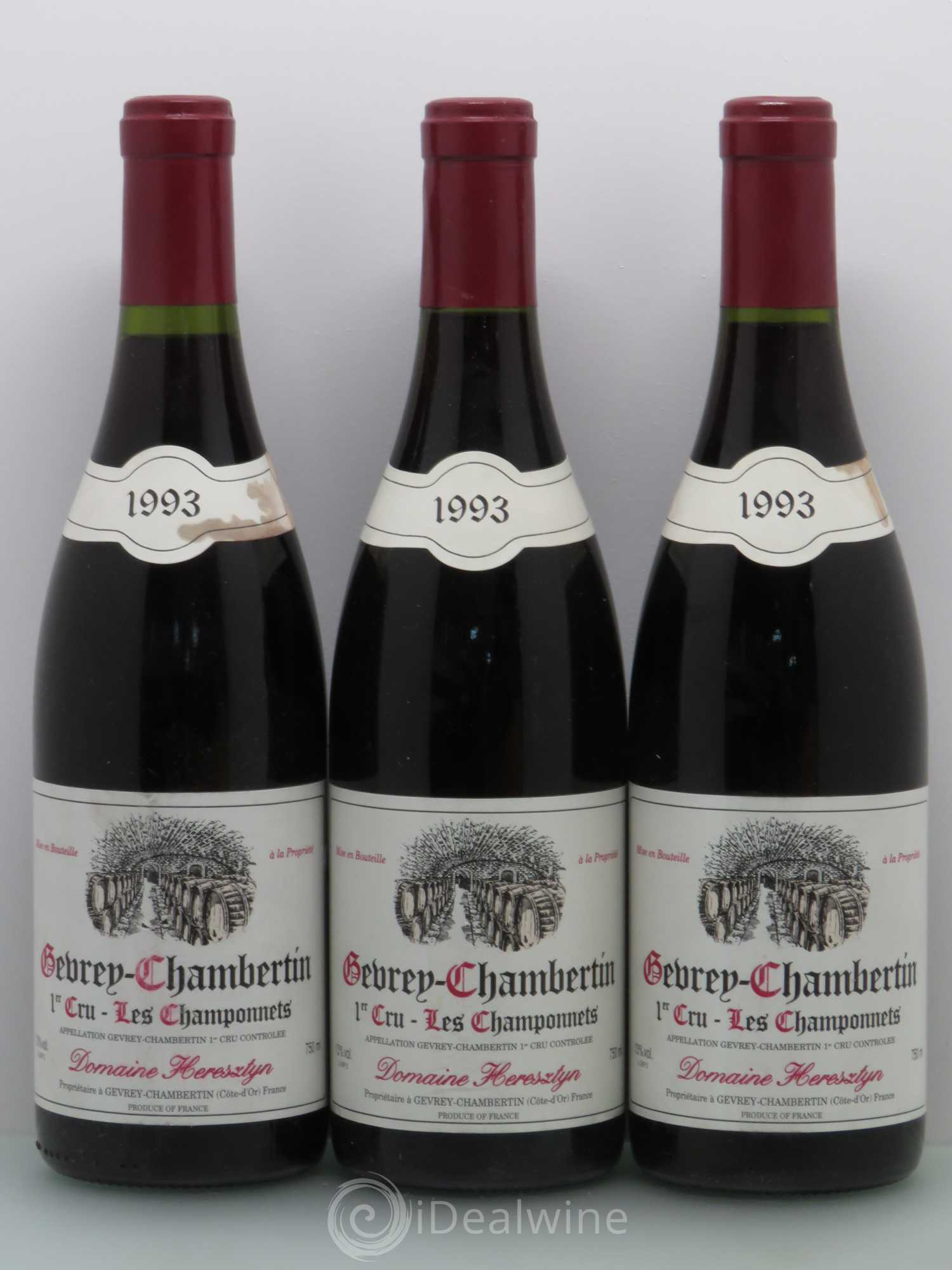 Gevrey-Chambertin 1er Cru Heresztyn Les Champonnets 1993 - Posten von 3 Flaschen - 0