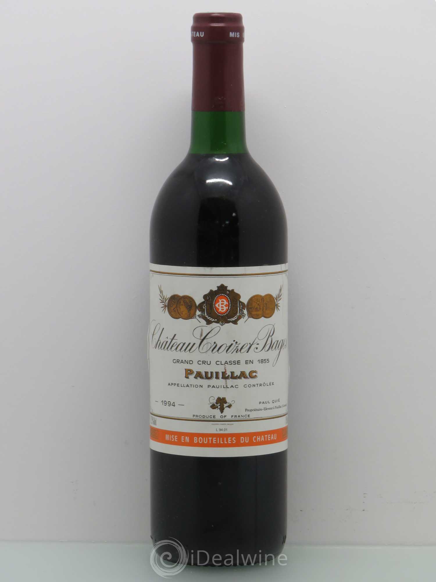Château Croizet Bages 5ème Grand Cru Classé 1994 - Lot de 1 bouteille - 0