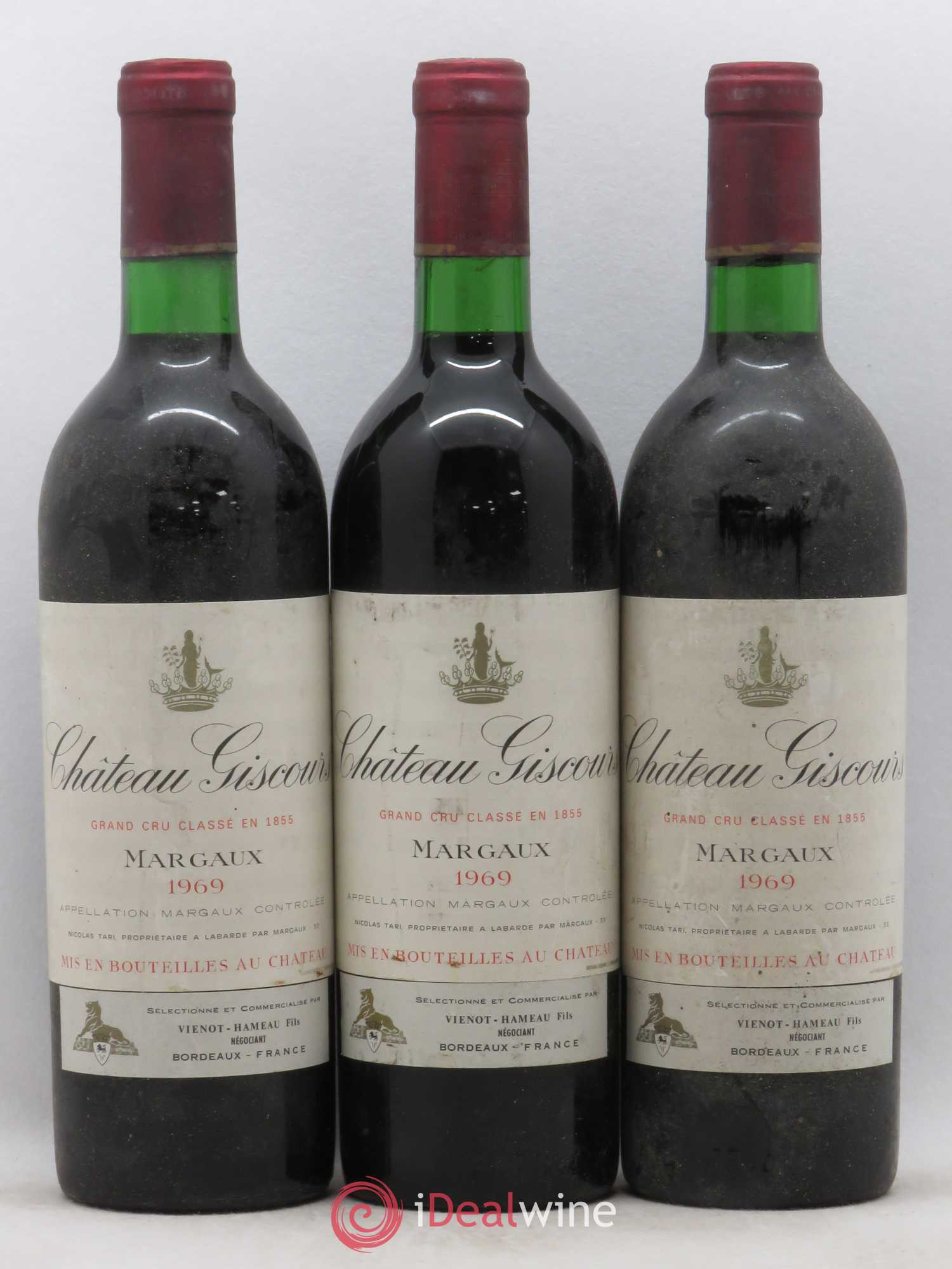 Château Giscours 3ème Grand Cru Classé 1969 - Lot de 3 bouteilles - 0