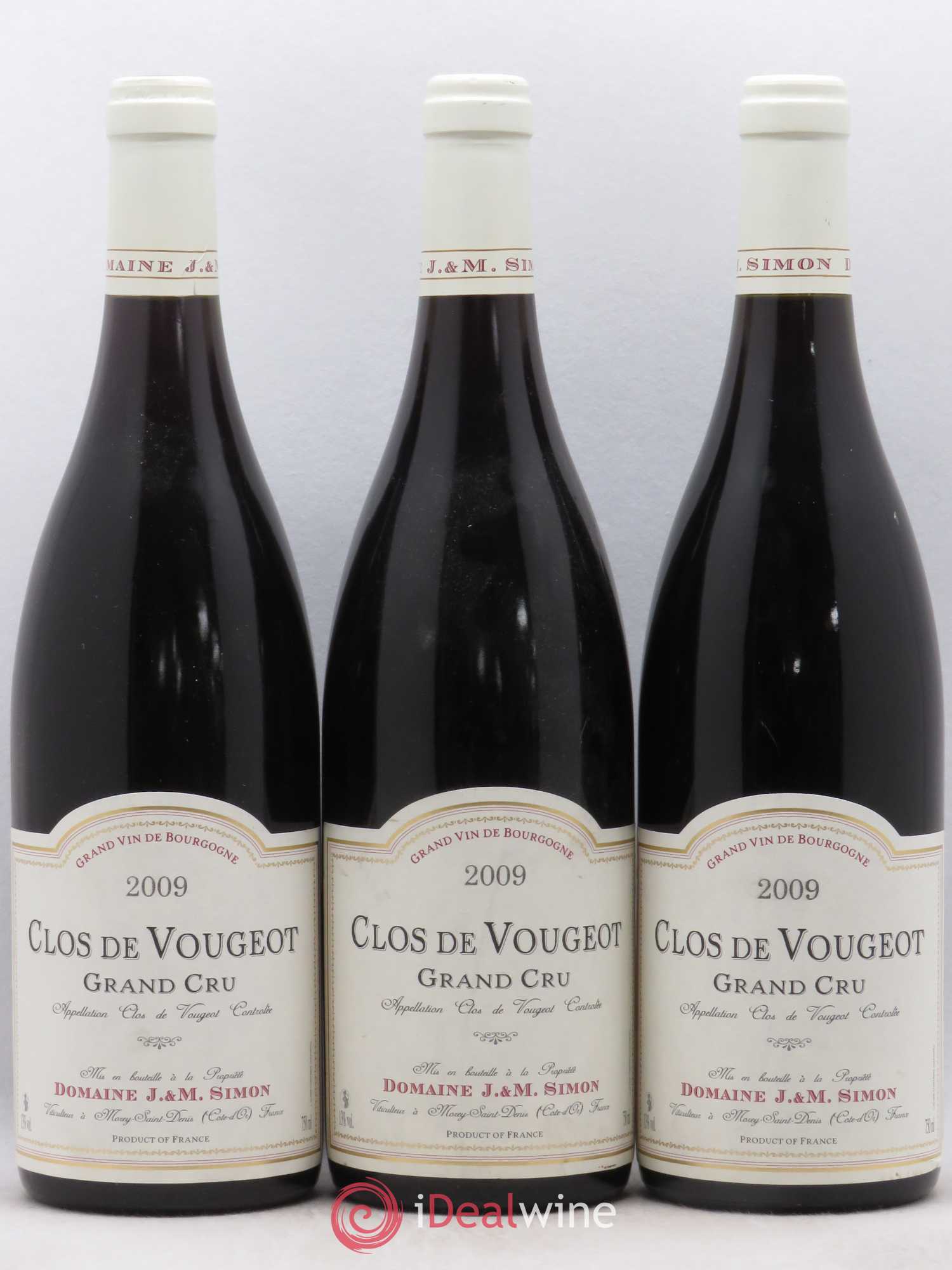 Clos de Vougeot Grand Cru J M Simon 2009 - Lot de 3 bouteilles - 0