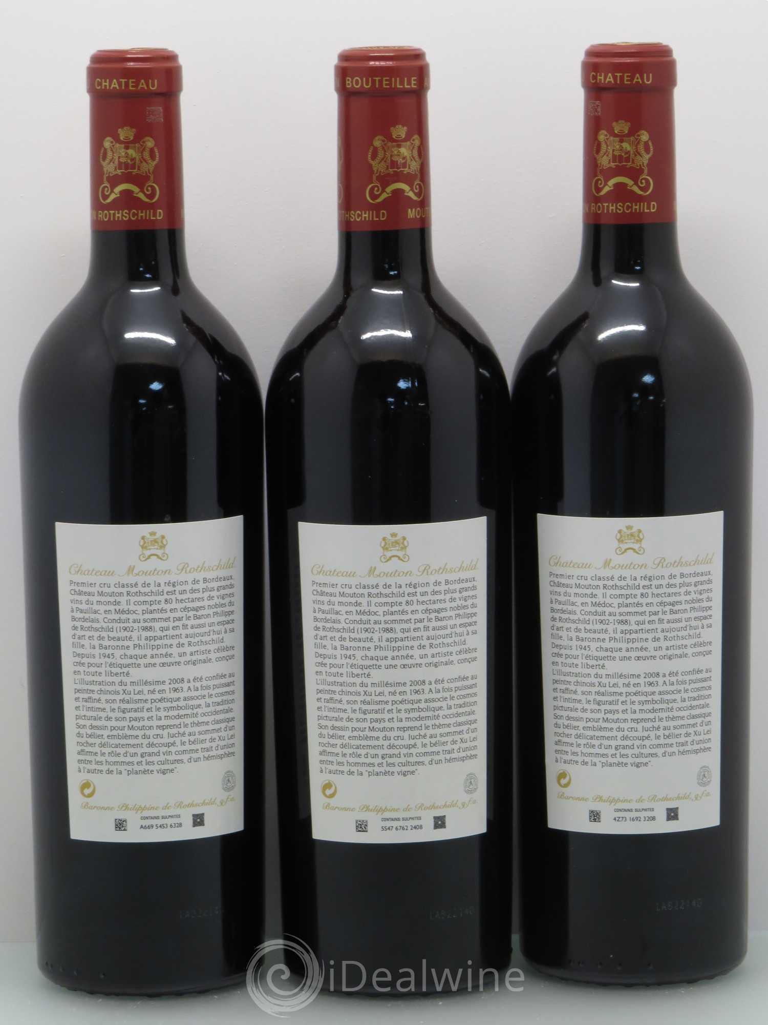 Château Mouton Rothschild 1er Grand Cru Classé 2008 - Lot de 12 bouteilles - 6