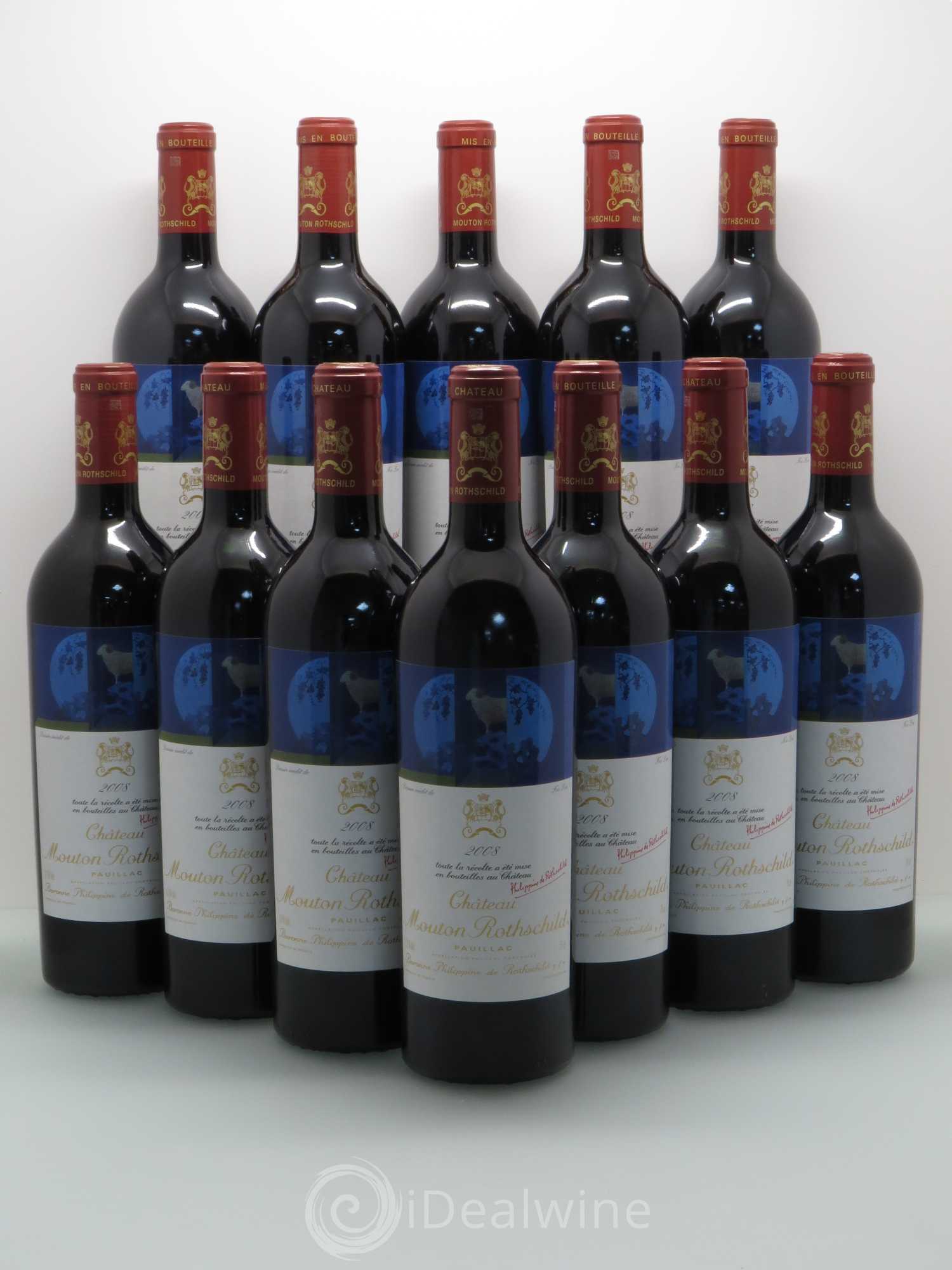 Château Mouton Rothschild 1er Grand Cru Classé 2008 - Lot de 12 bouteilles - 0