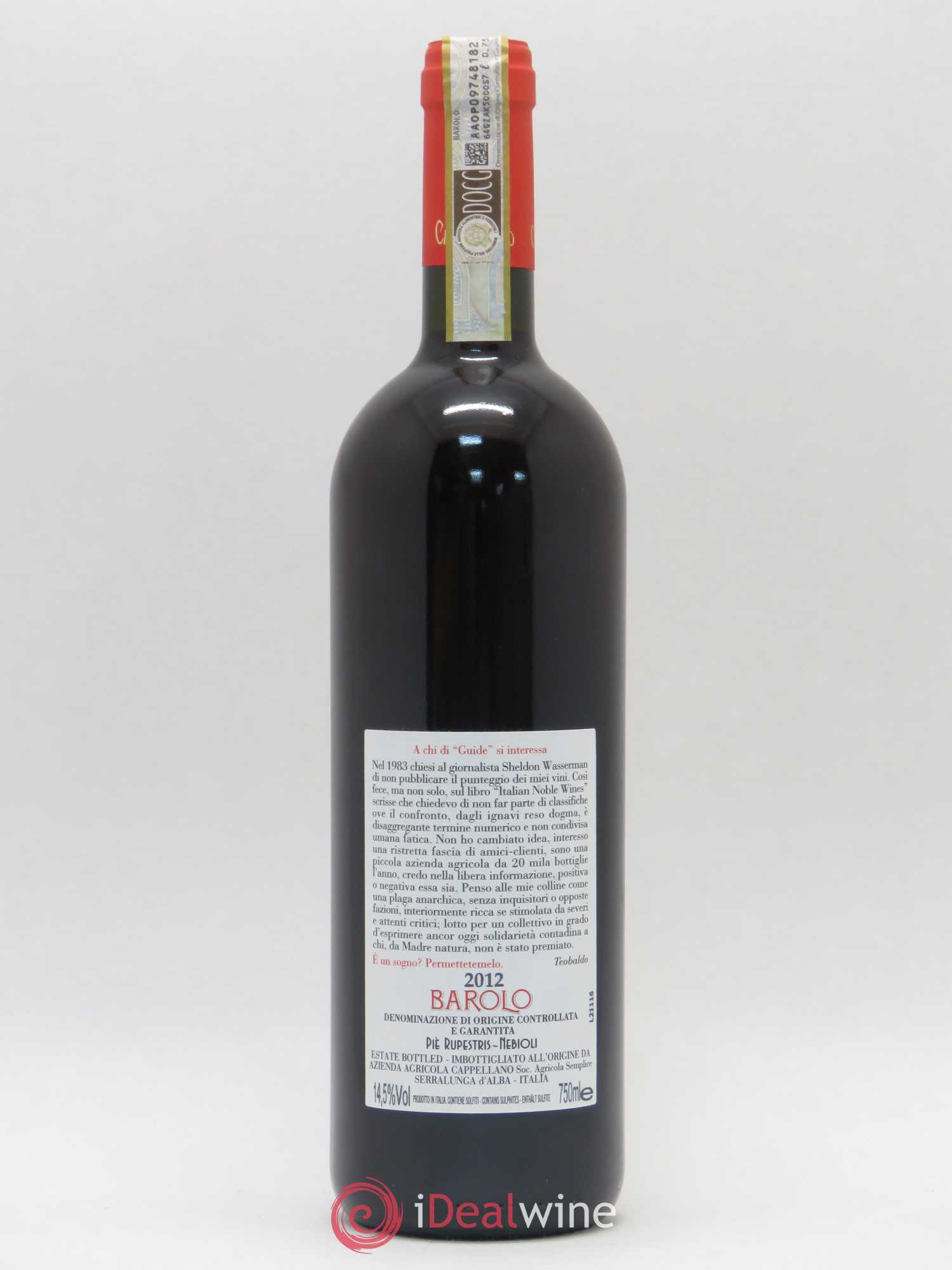 Barolo Cappellano Pie Rupestris 2012 - Lot of 1 bottle - 1