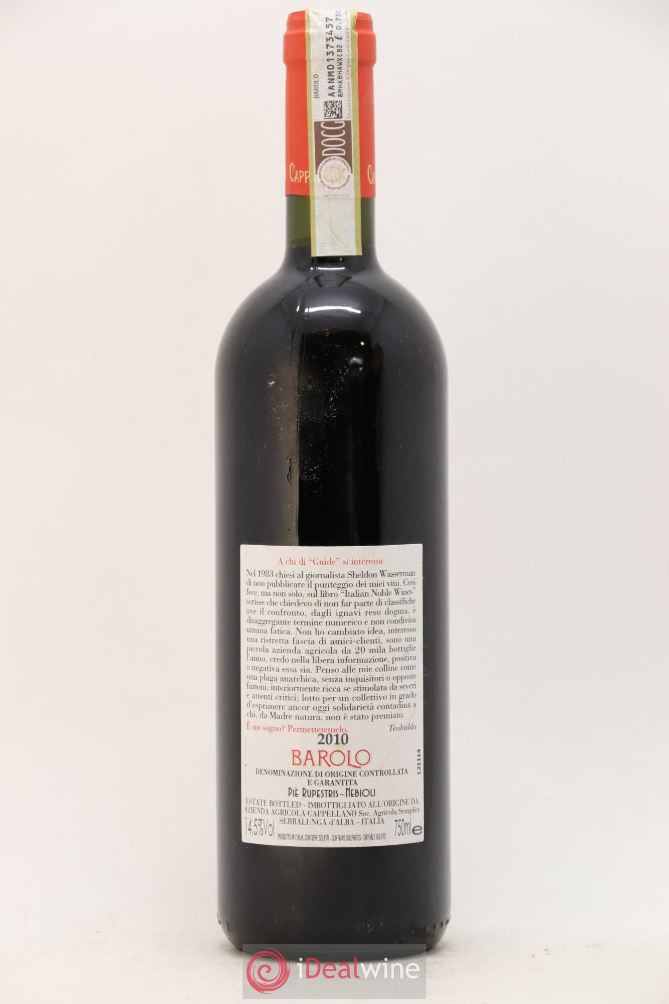 Barolo DOCG Pie Rupestris Cappellano 2010 - Posten von 1 Flasche - 1