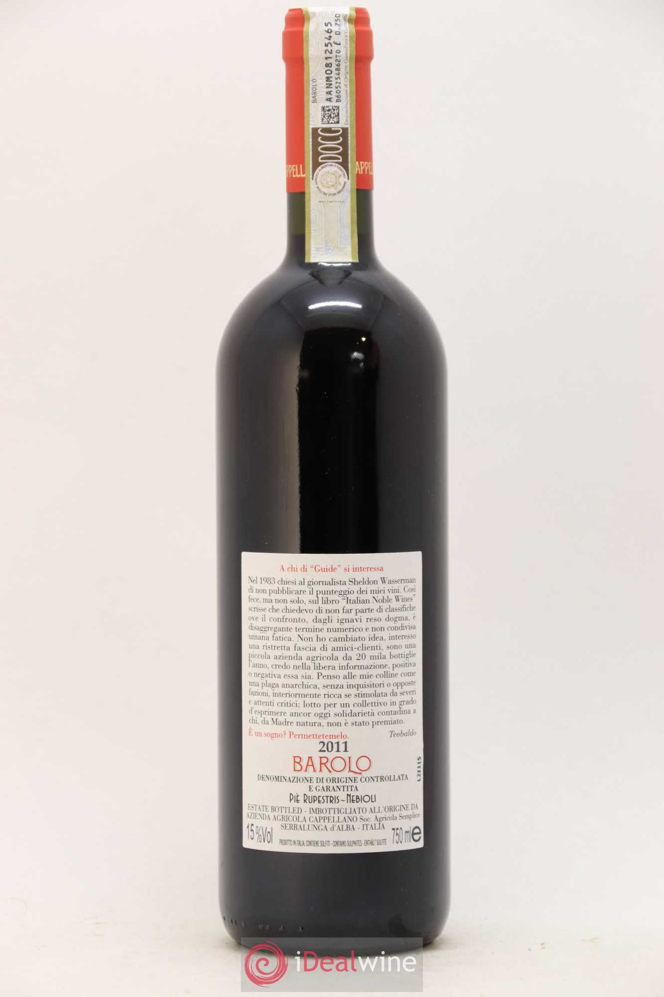 Barolo DOCG Pie Rupestris Cappellano 2011 - Posten von 1 Flasche - 1