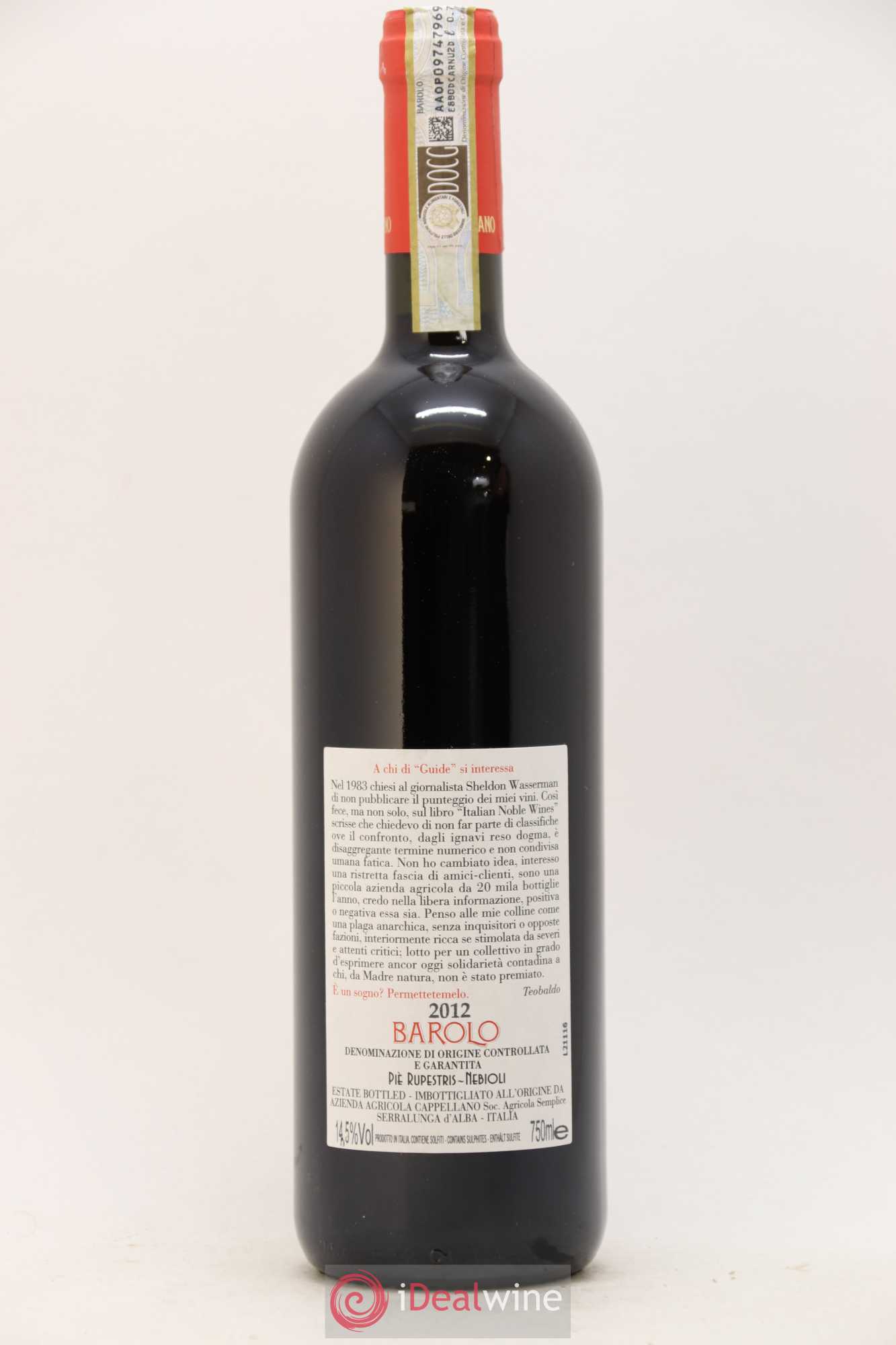 Barolo DOCG Pie Rupestris Cappellano 2012 - Posten von 1 Flasche - 1
