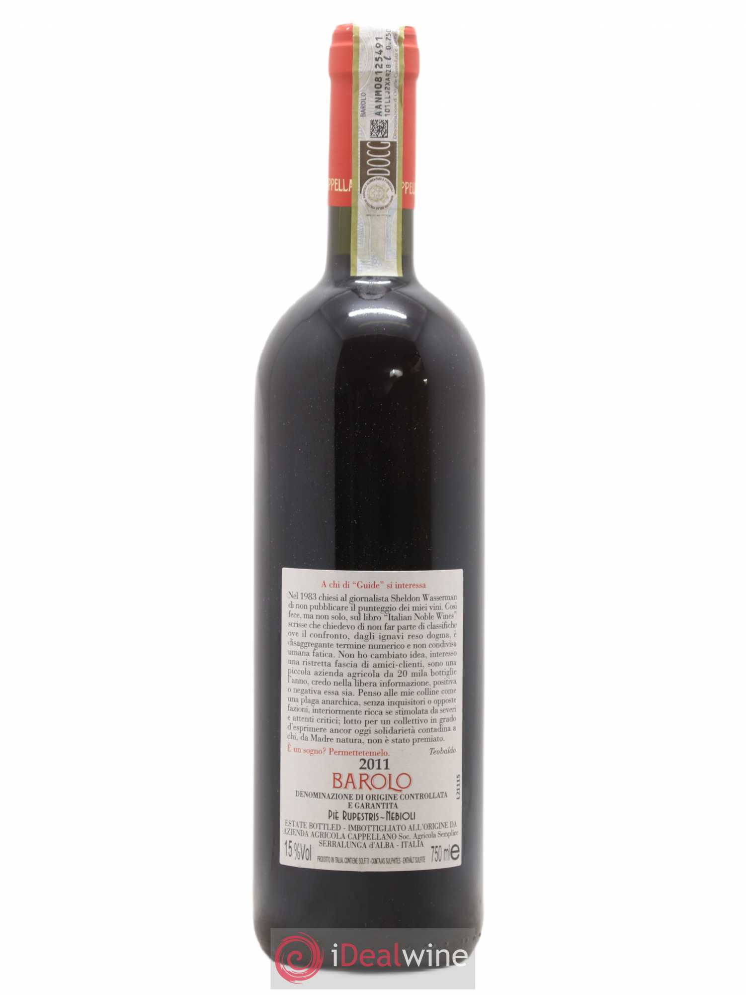 Barolo DOCG Pie Rupestris Cappellano Otin Fiorin 2011 - Lot de 1 bouteille - 1