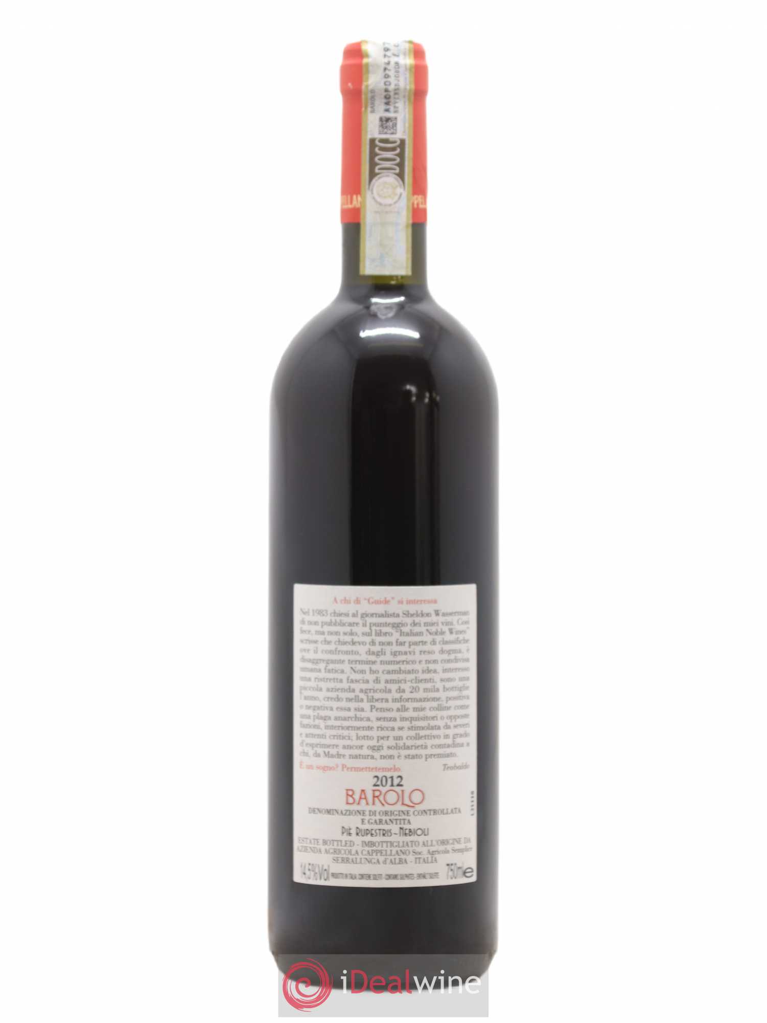Barolo DOCG Pie Rupestris Cappellano Otin Fiorin 2012 - Lot de 1 bouteille - 1