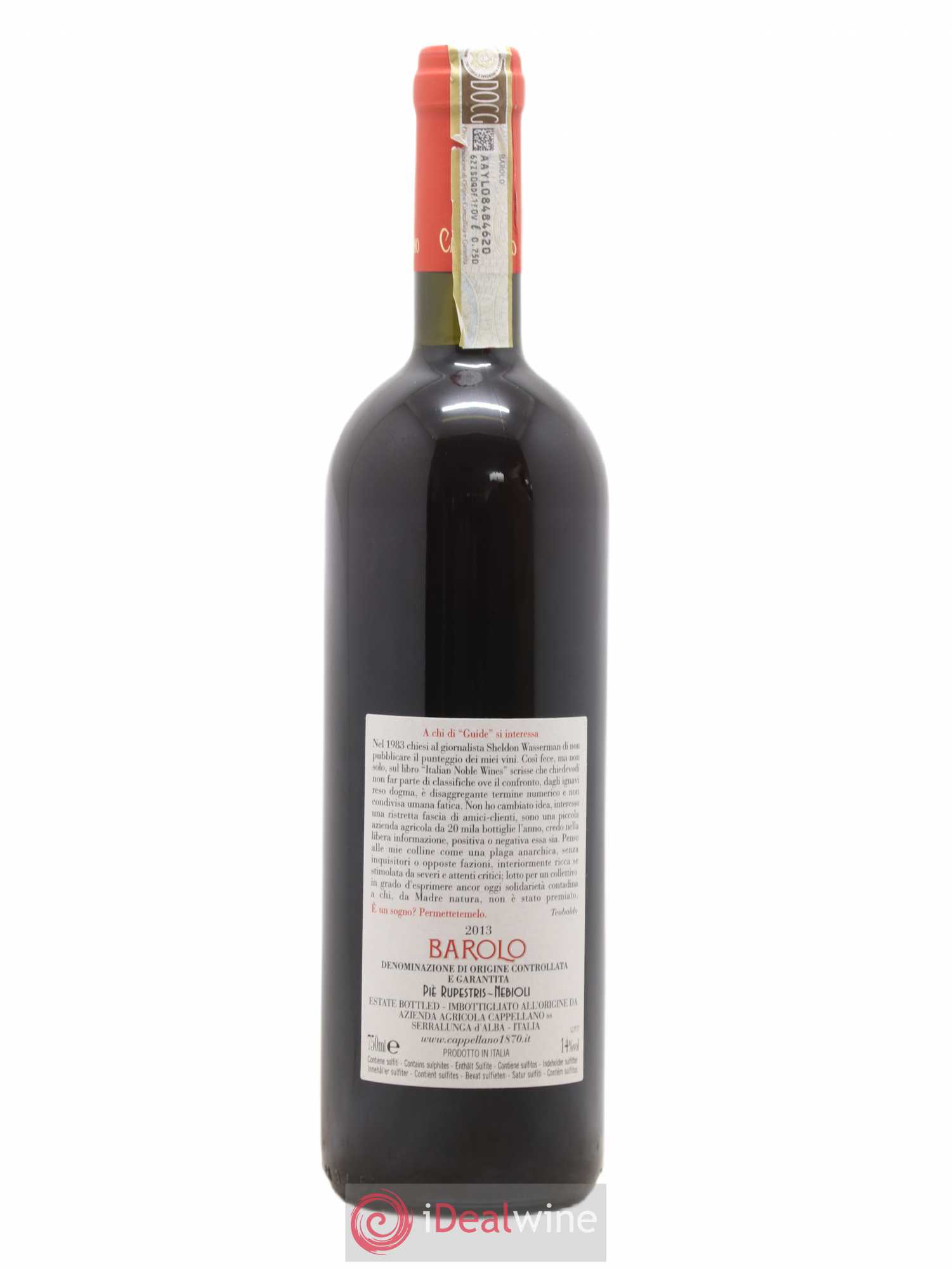 Barolo DOCG Pie Rupestris Cappellano 2013 - Posten von 1 Flasche - 1