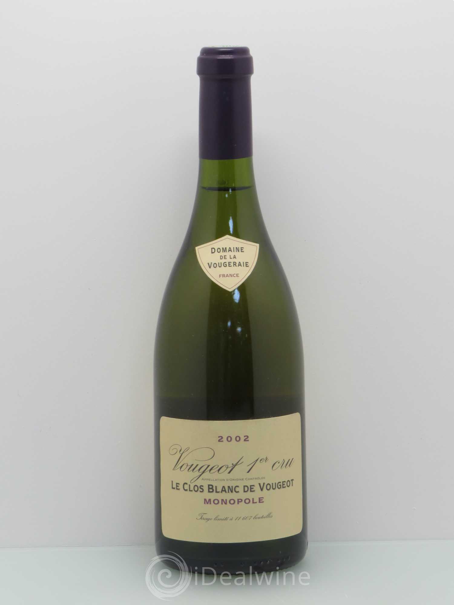Vougeot 1er Cru Le Clos Blanc de Vougeot La Vougeraie 2002 - Lot de 1 bouteille - 0