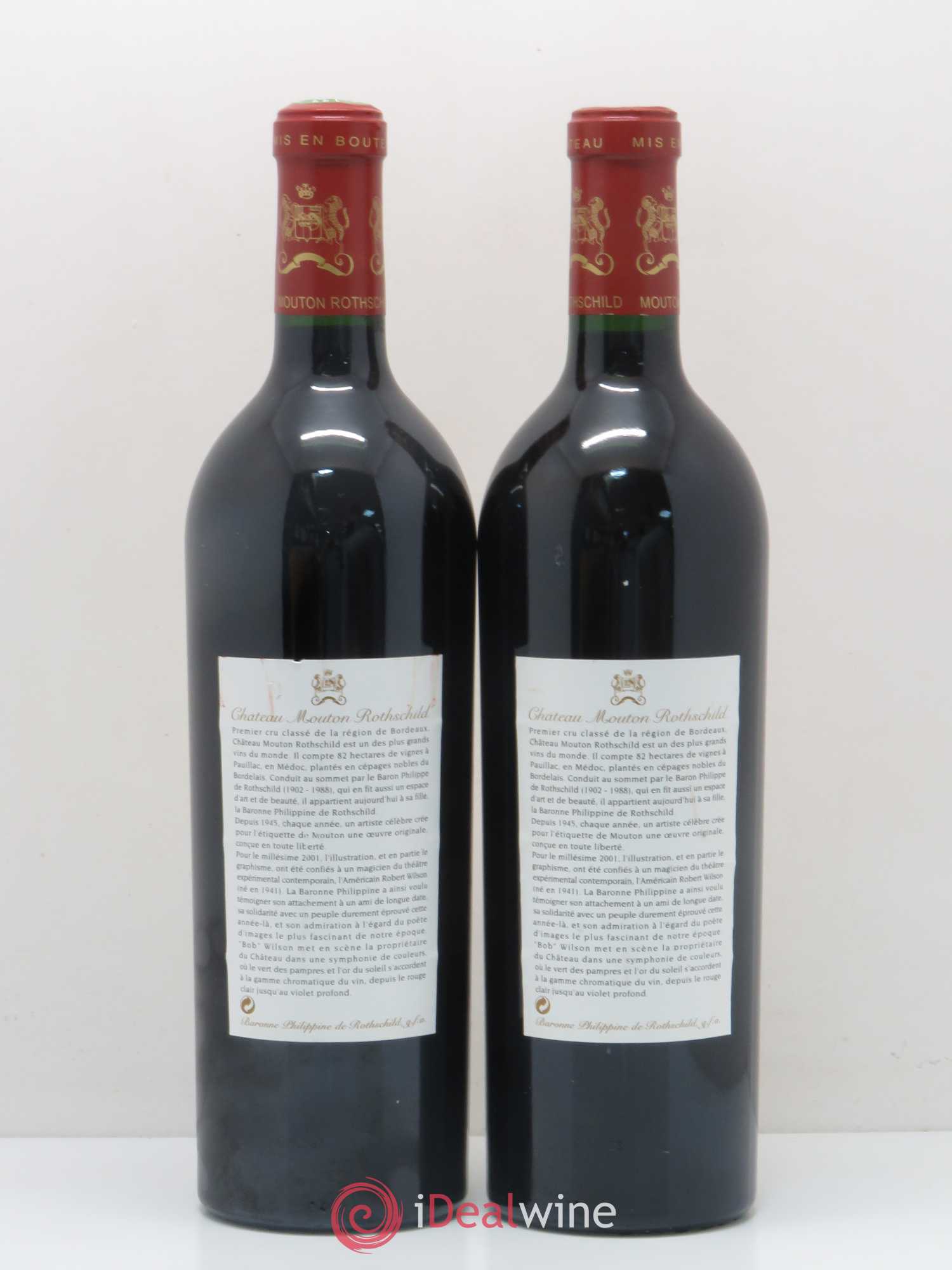 Château Mouton Rothschild 1er Grand Cru Classé 2001 - Lot de 2 bouteilles - 1