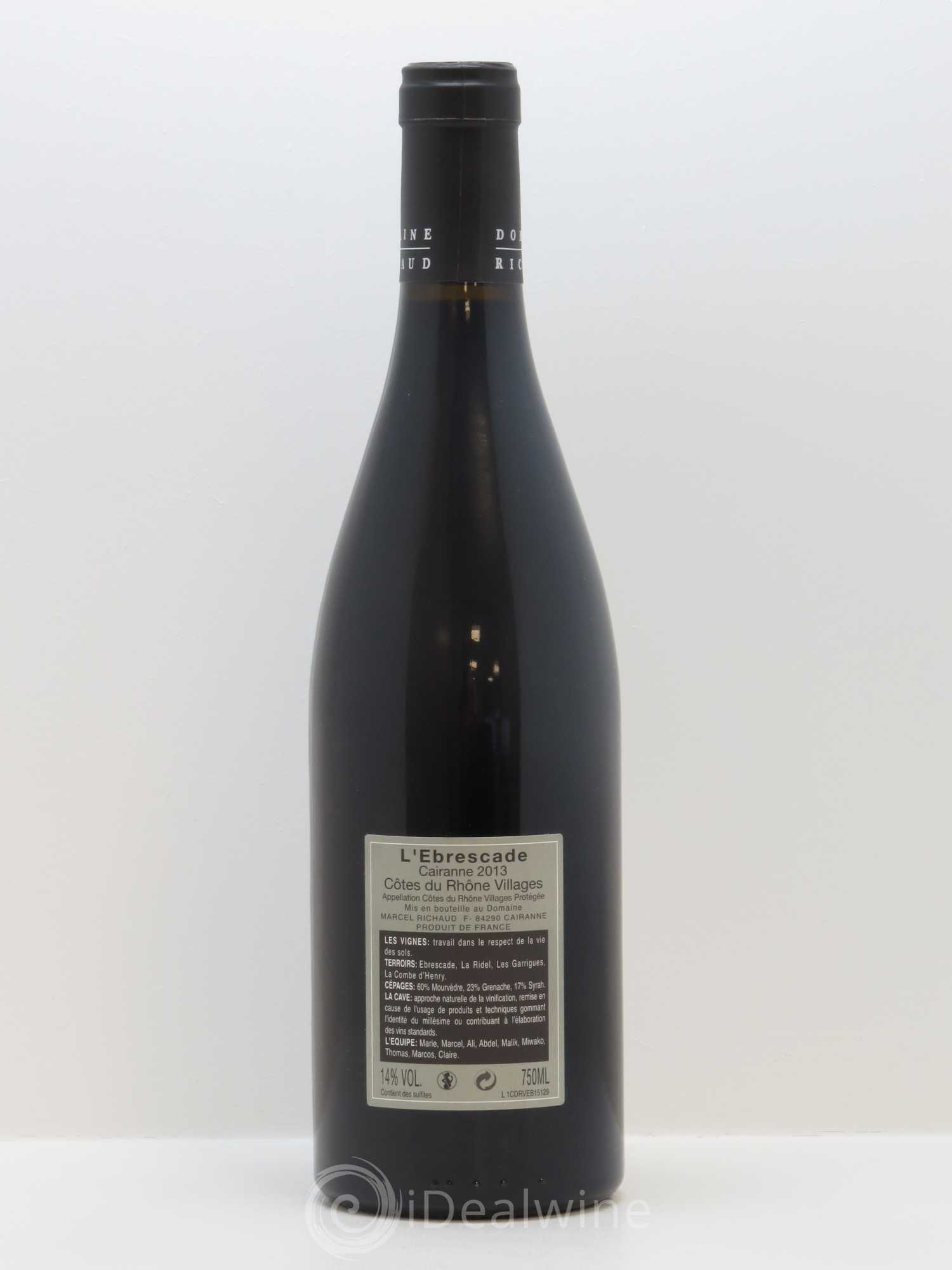 Cairanne Ebrescade Marcel Richaud 2013 - Lot de 1 bouteille - 1