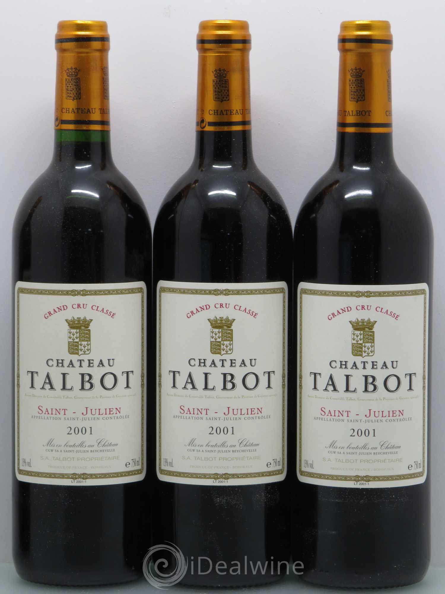 Château Talbot 4ème Grand Cru Classé 2001 - Lot de 6 bouteilles - 1