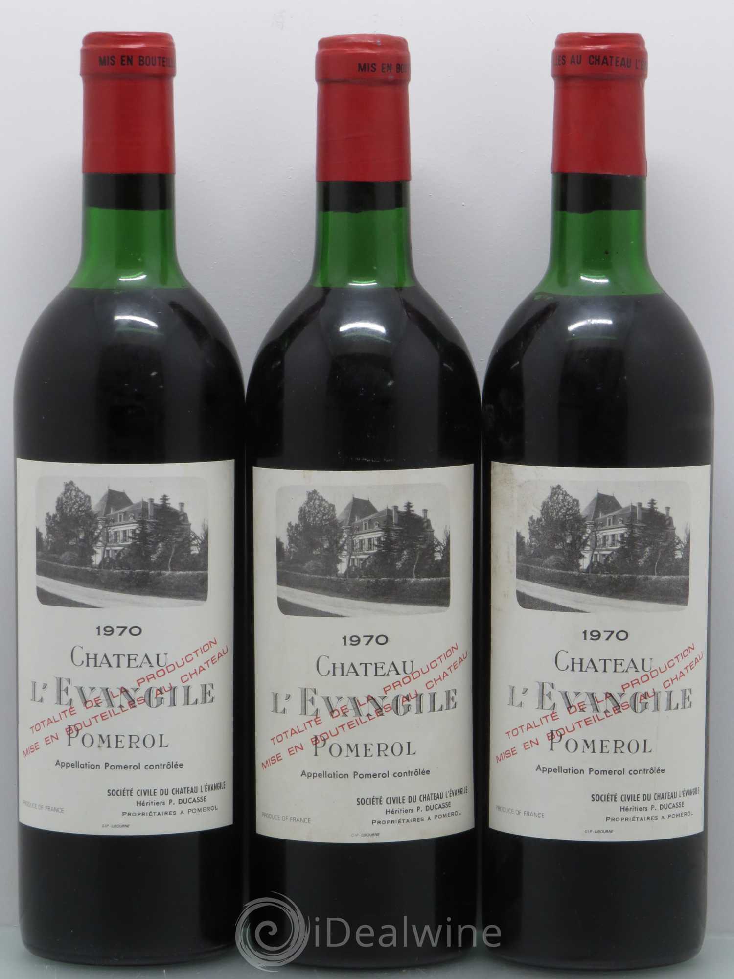 Château l' Évangile 1970 - Lot de 3 bouteilles - 0