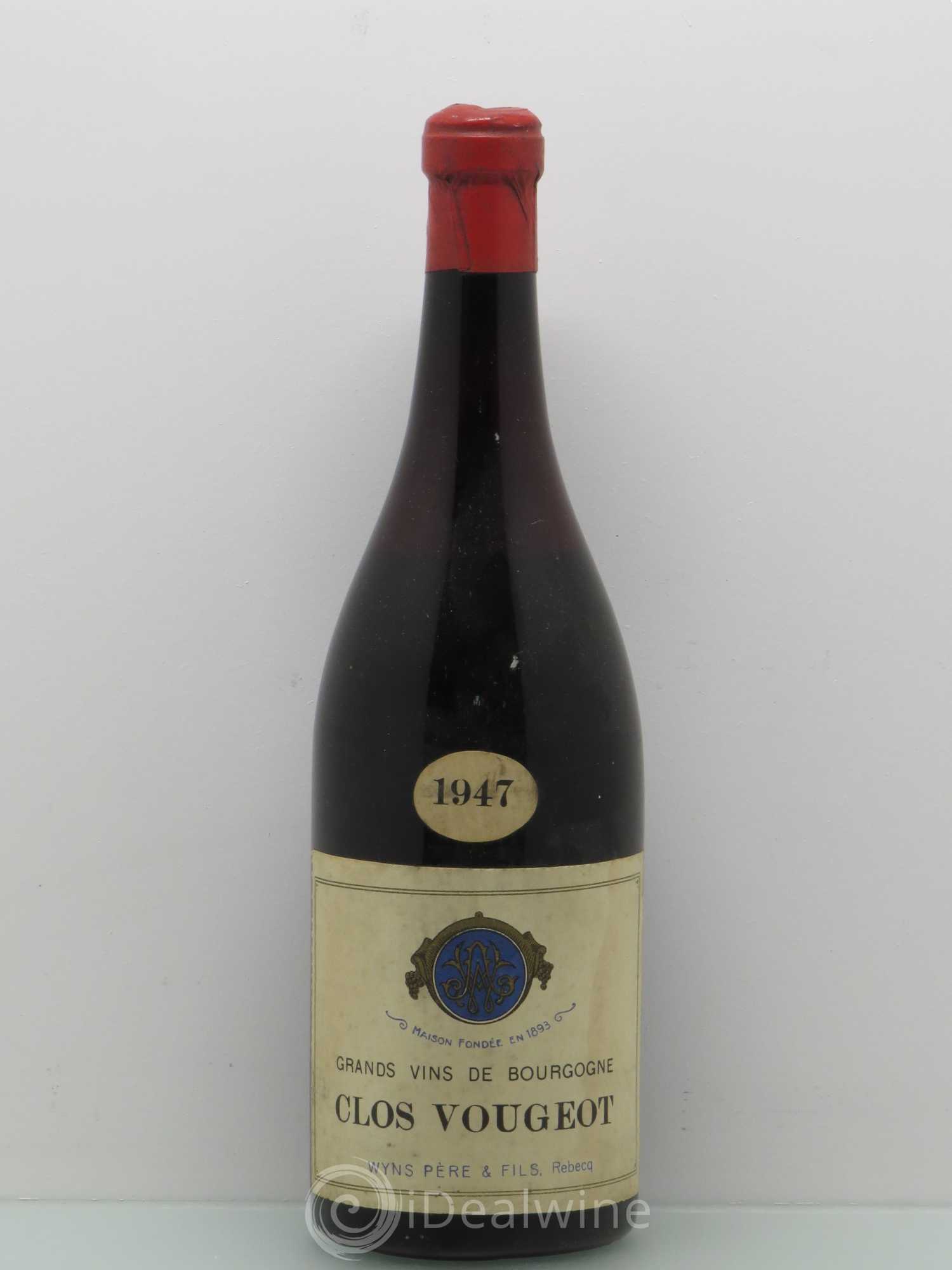 Clos de Vougeot Grand Cru Wyns Père et Fils 1947 - Lot de 1 bouteille - 0