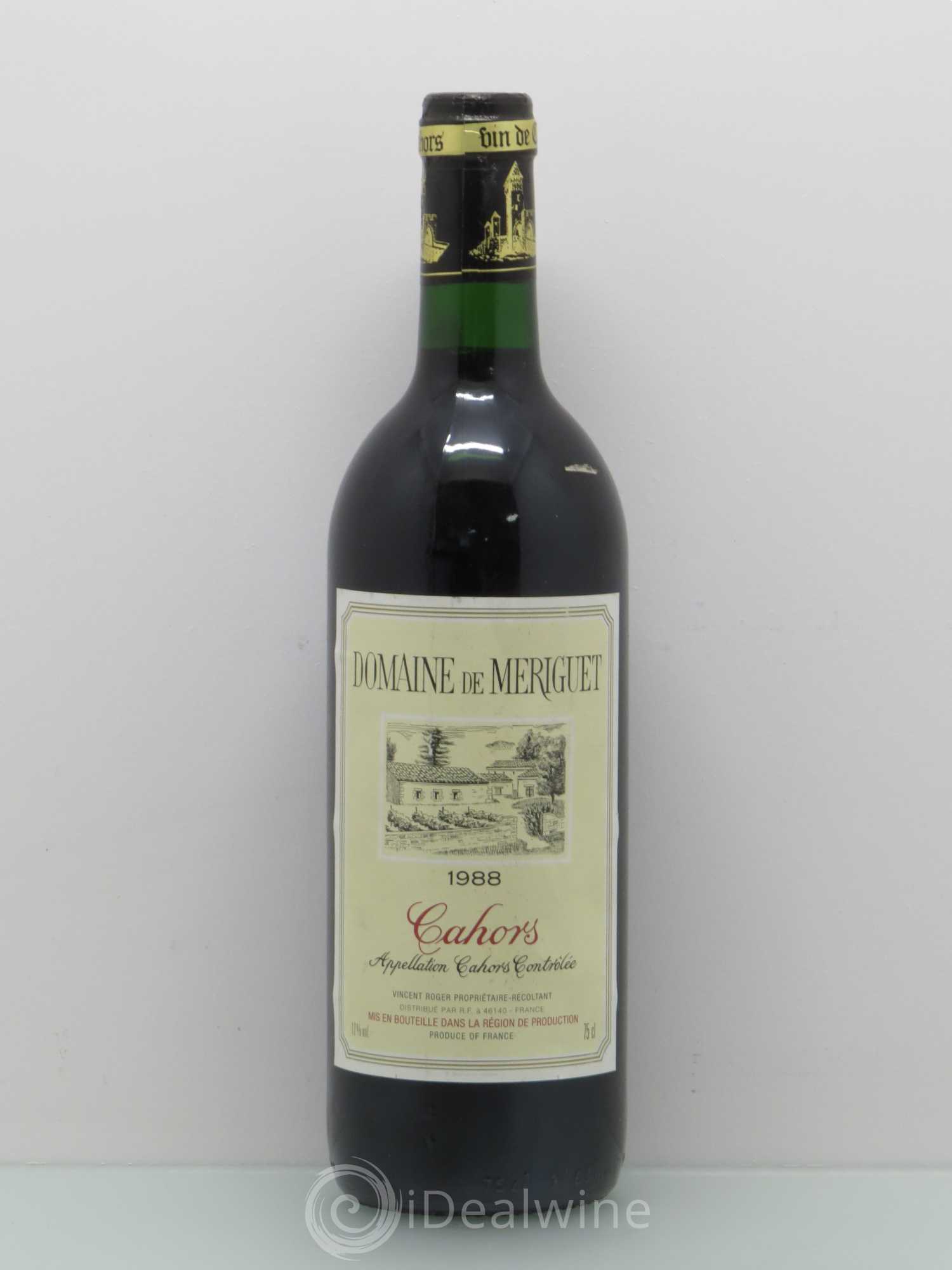 Cahors Domaine de Meriguet 1988 - Posten von 1 Flasche - 0