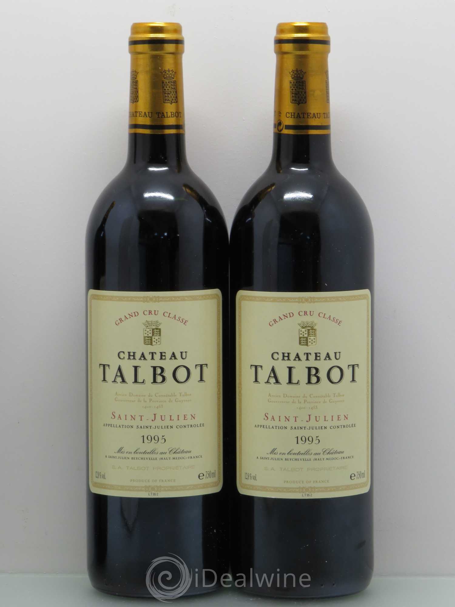Château Talbot 4ème Grand Cru Classé (senza prezzo di riserva) 1995 - Lotto di 5 bottiglie - 2