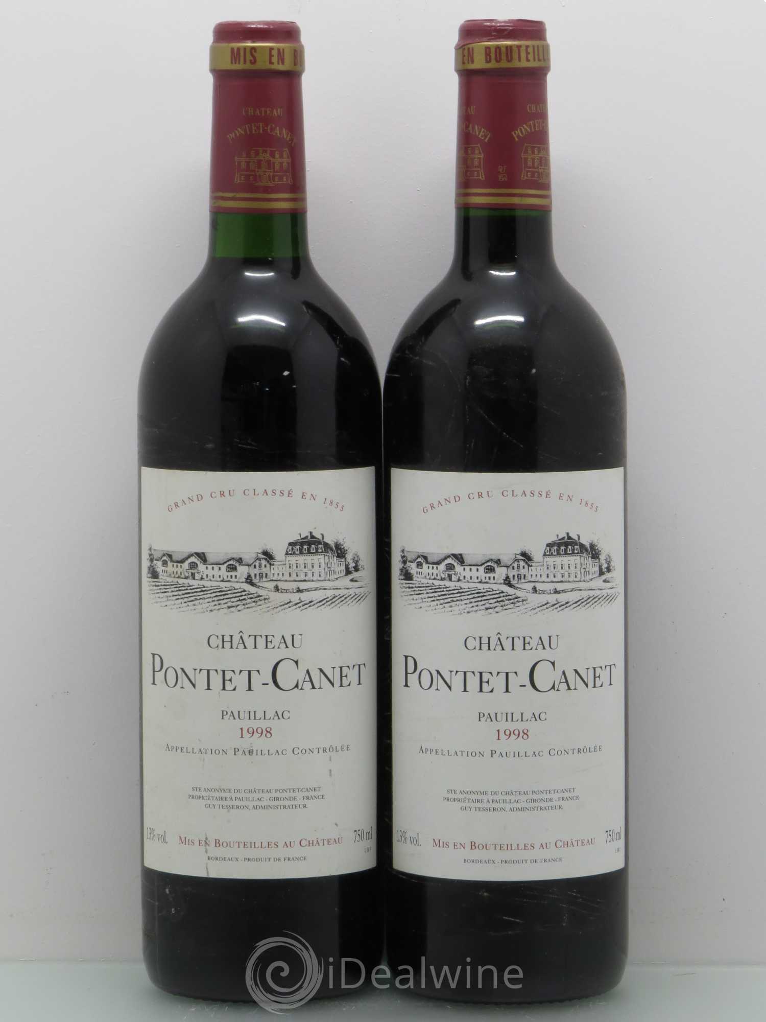 Château Pontet Canet 5ème Grand Cru Classé 1998 - Lot de 2 bouteilles - 0