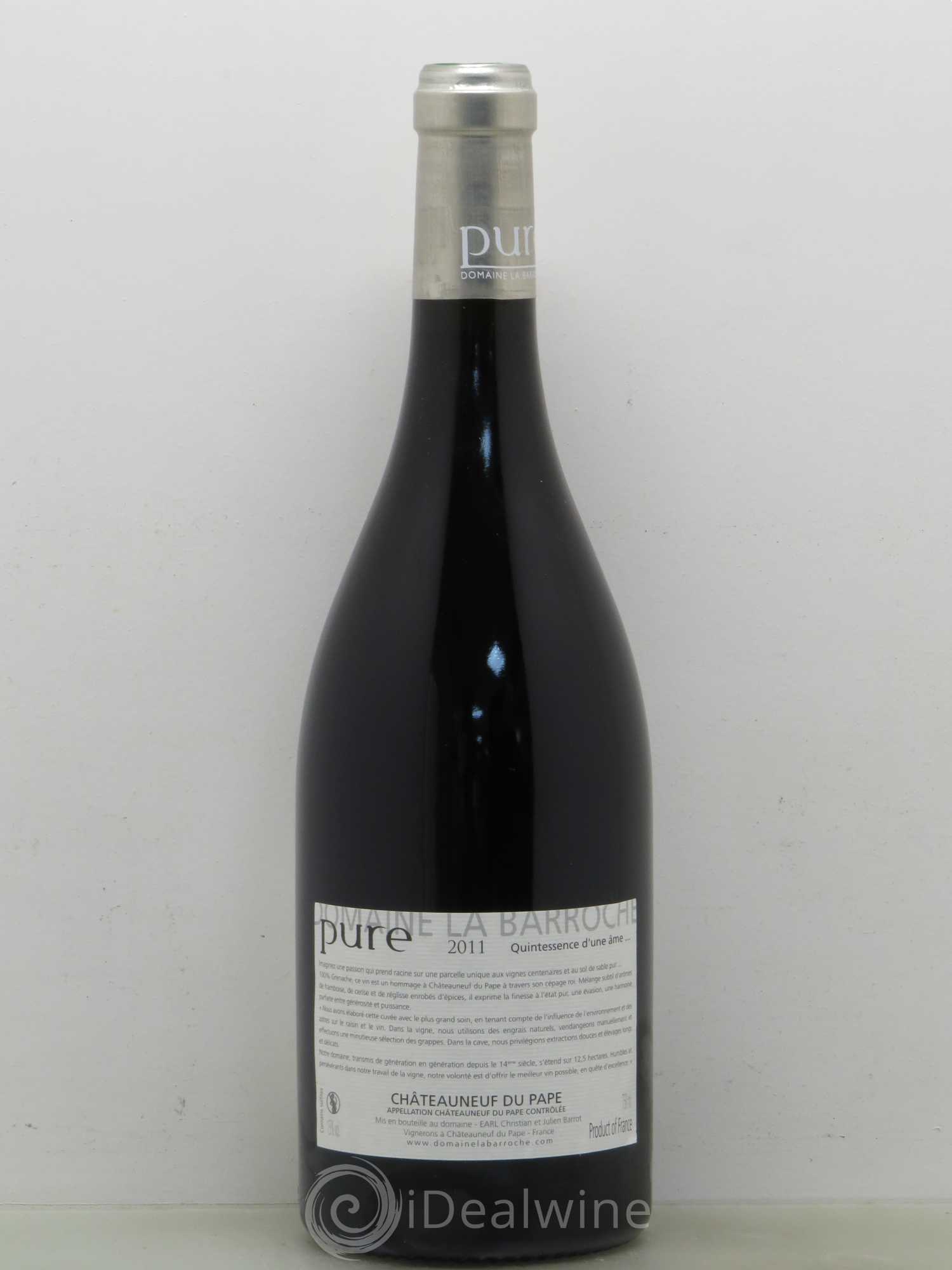 Châteauneuf-du-Pape Cuvée Pure Domaine La Barroche 2011 - Lot de 1 bouteille - 1
