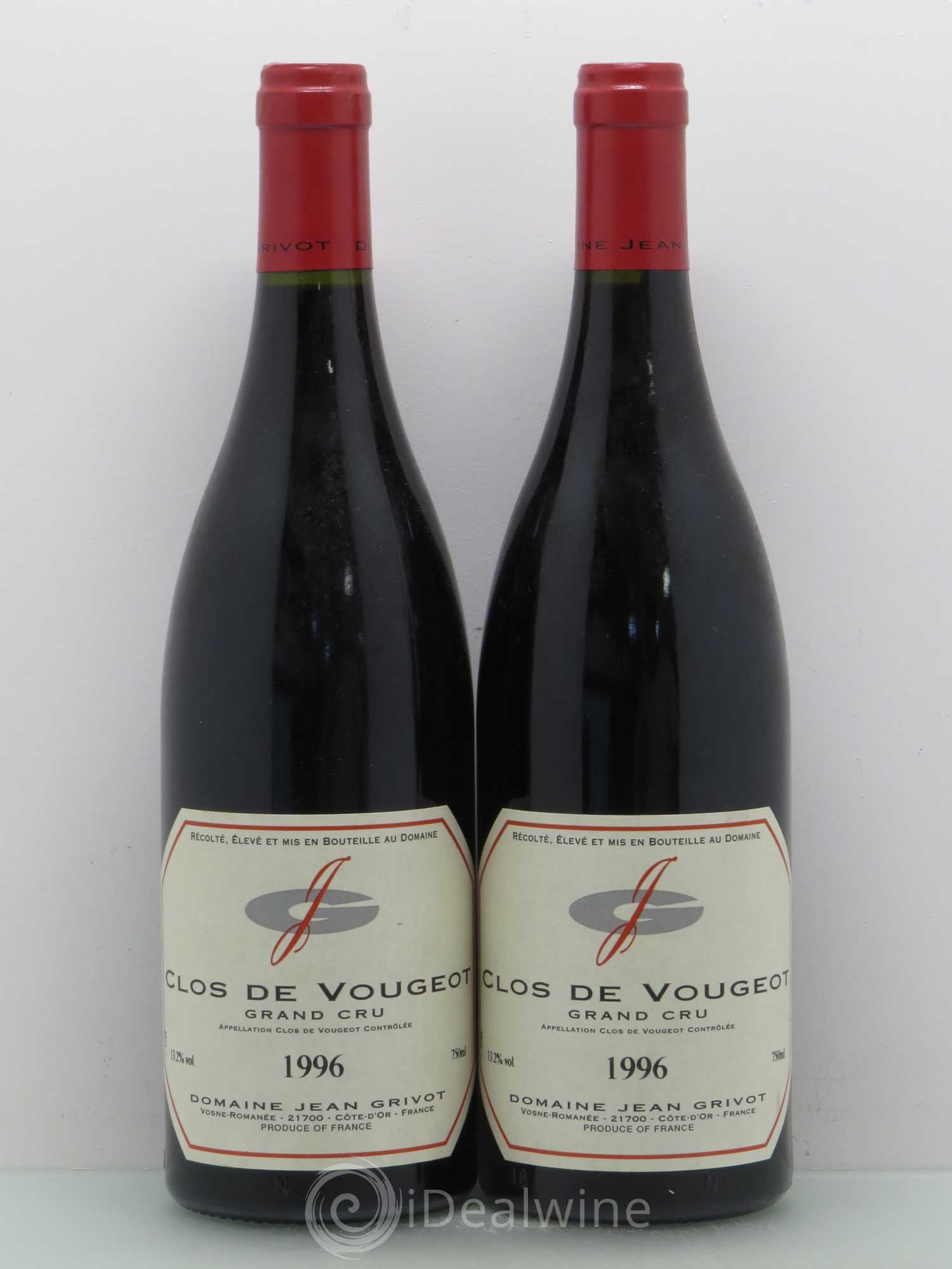 Clos de Vougeot Grand Cru Jean Grivot 1996 - Lot de 2 bouteilles - 0