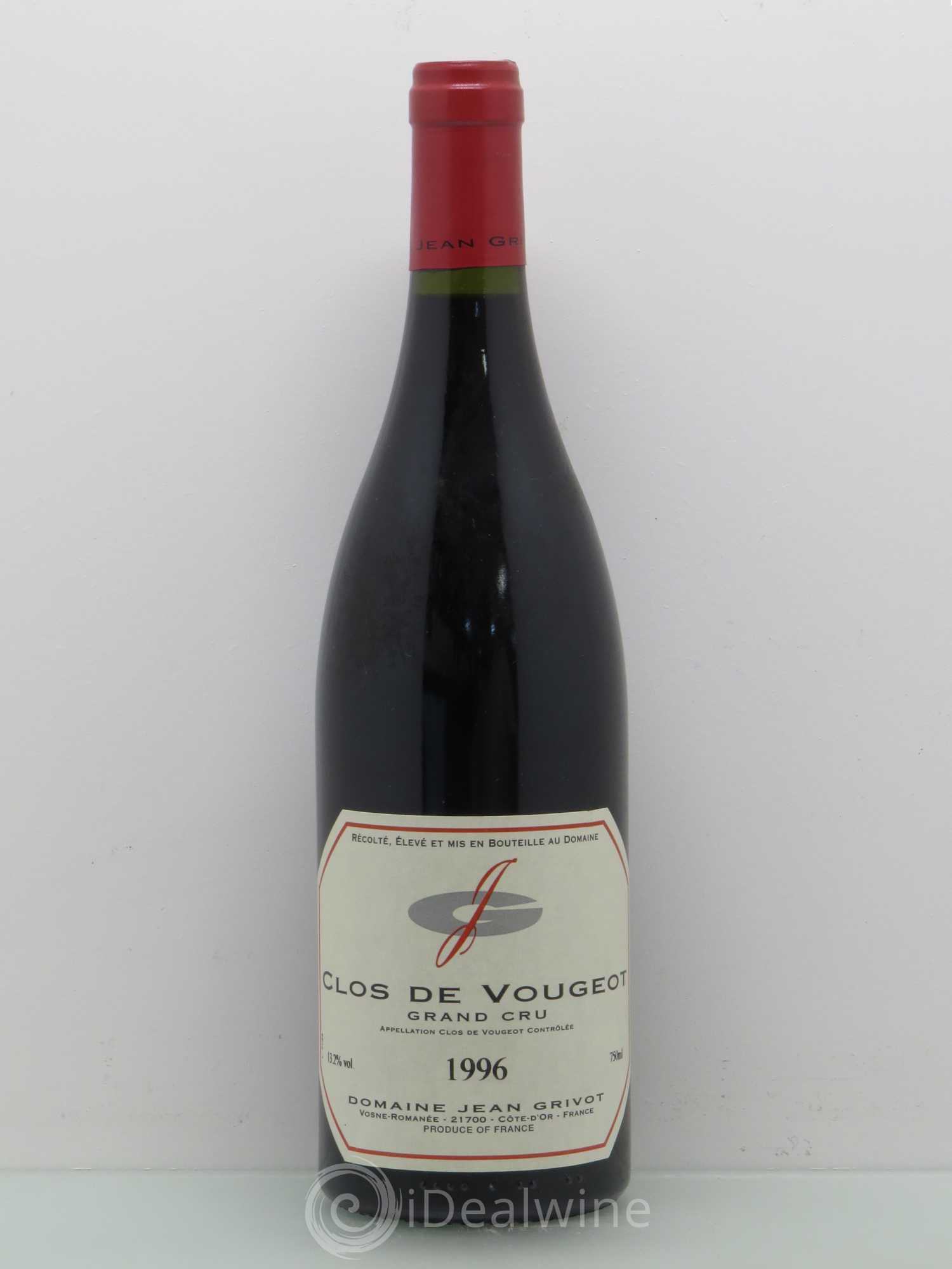 Clos de Vougeot Grand Cru Jean Grivot 1996 - Lot de 1 bouteille - 0