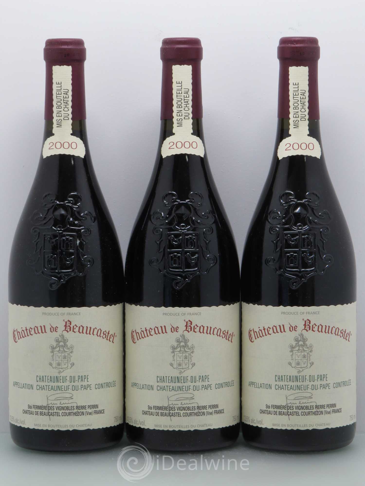 Châteauneuf-du-Pape Château de Beaucastel Famille Perrin 2000 - Lot de 3 bouteilles - 0
