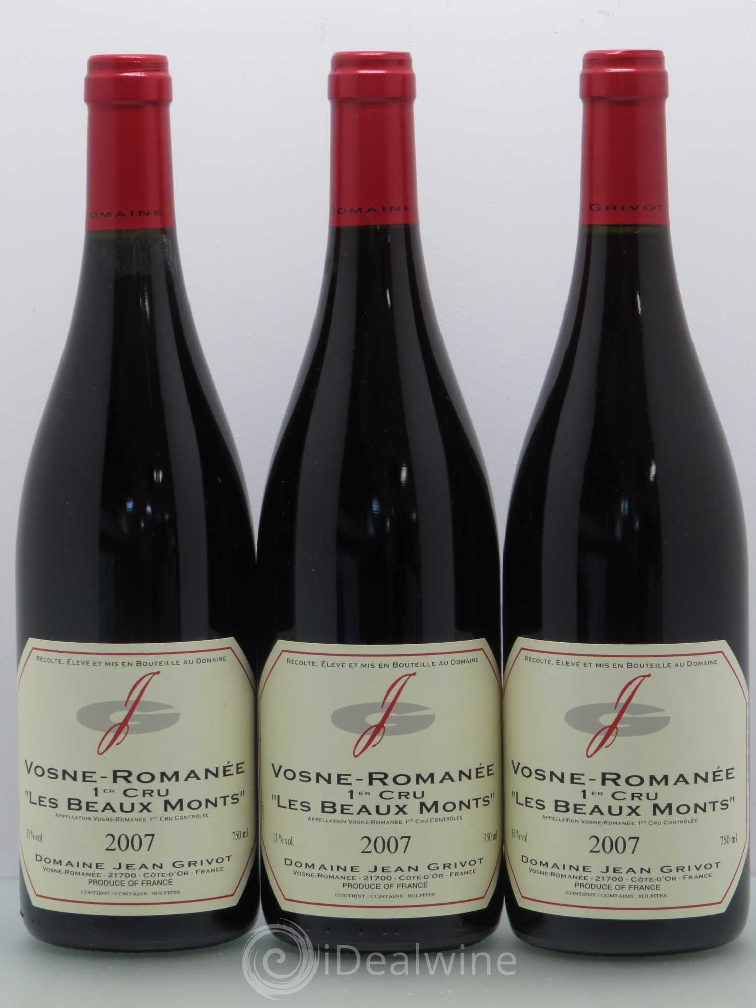 Vosne-Romanée 1er Cru Les Beaux-Monts Jean Grivot 2007 - Lot de 3 bouteilles - 0