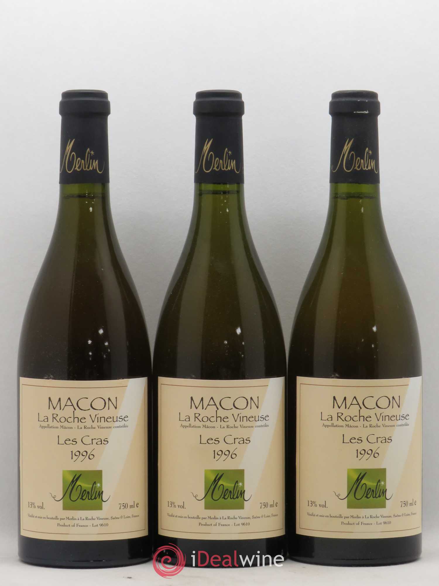 Mâcon La Roche Vineuse Olivier Merlin Les Cras 1996 - Lot de 3 bouteilles - 0