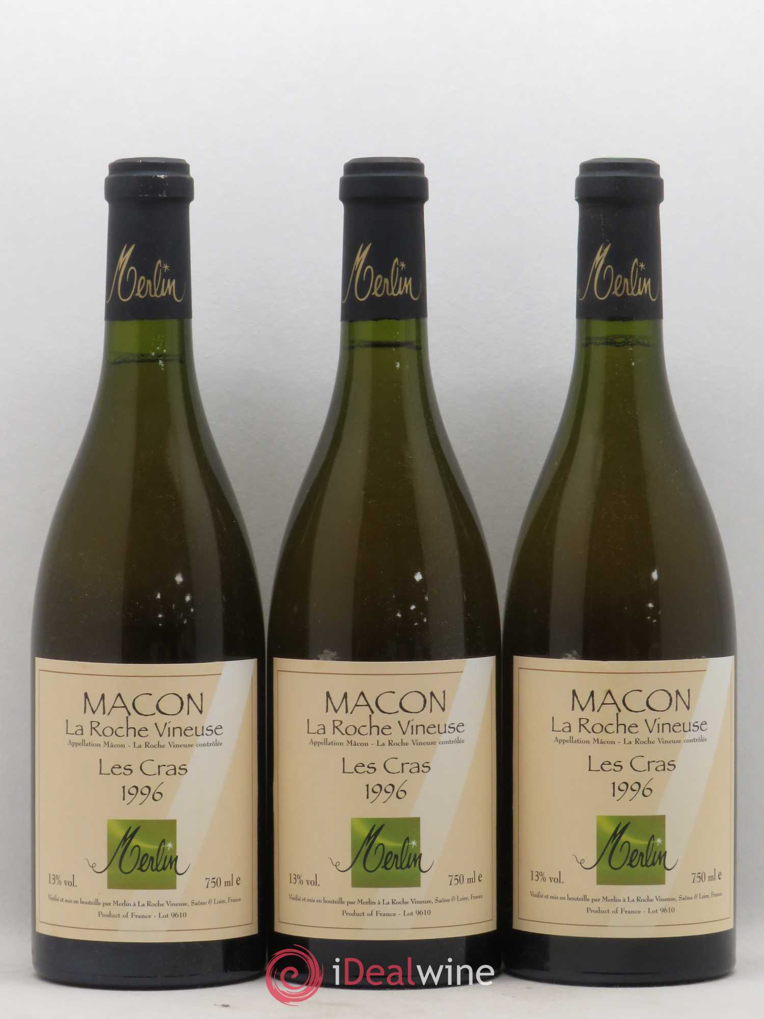 Mâcon La Roche Vineuse Olivier Merlin Les Cras 1996 - Lot de 3 bouteilles - 0
