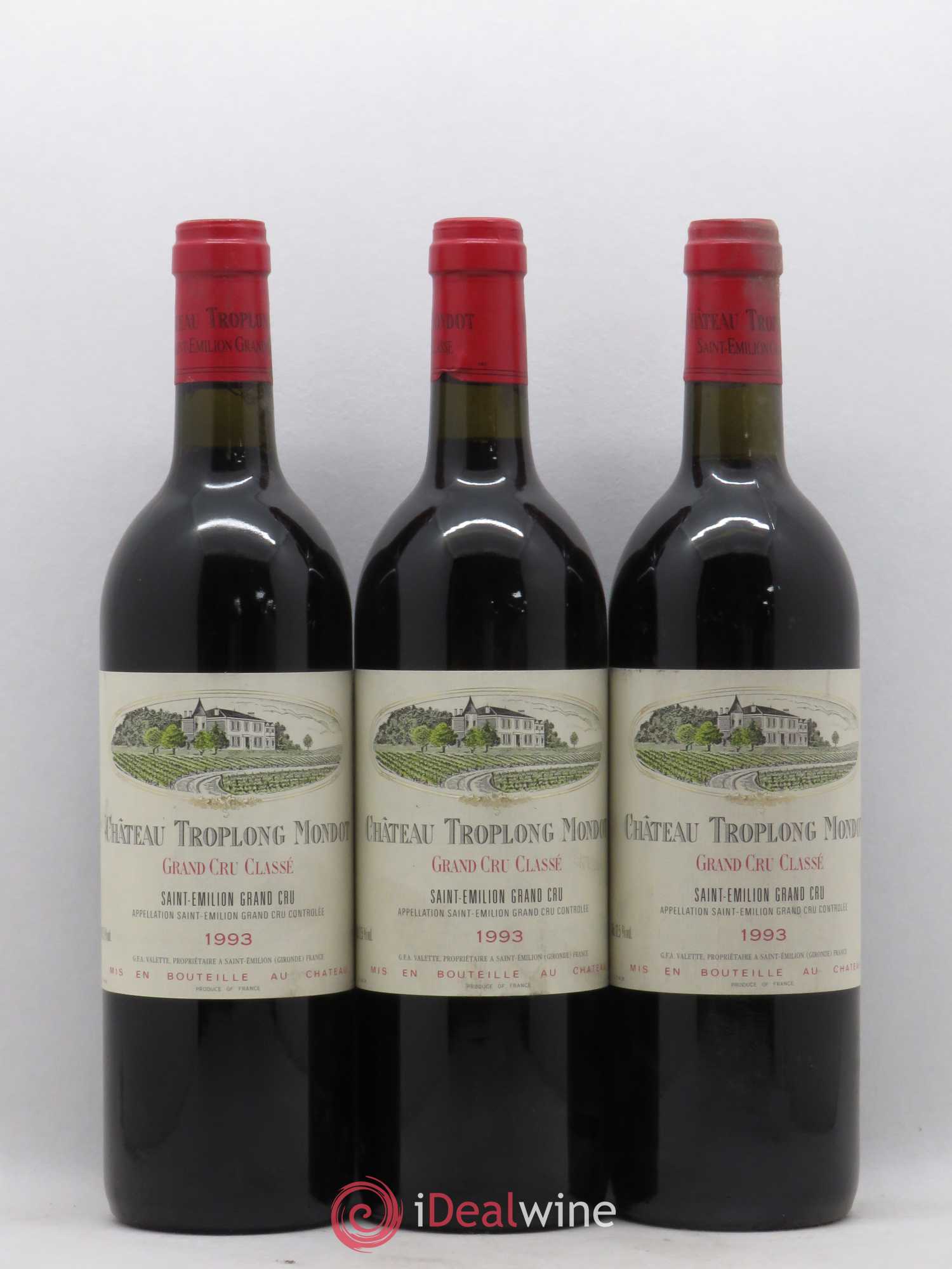 Château Troplong Mondot 1er Grand Cru Classé B 1993 - Lot de 3 bouteilles - 0